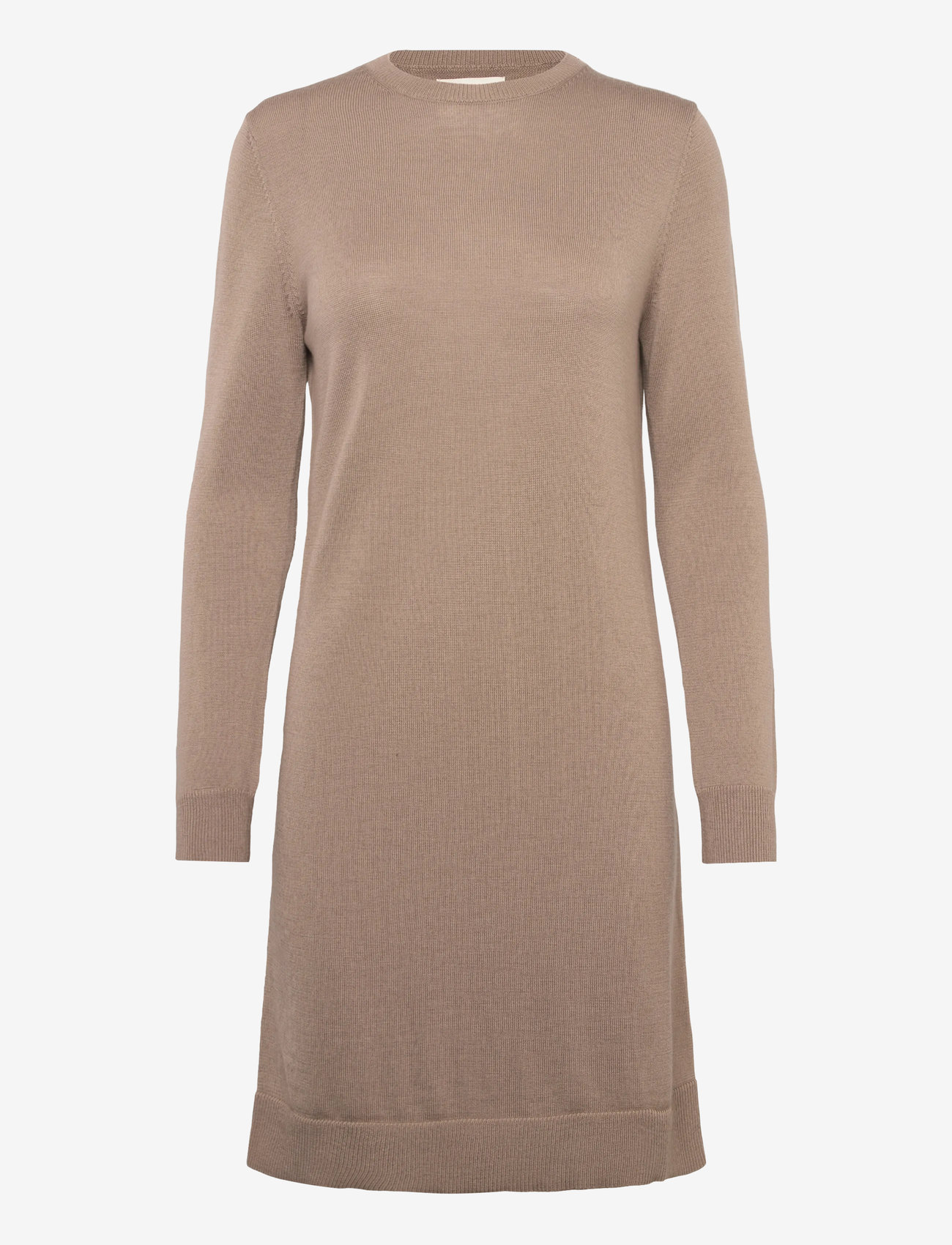 GANT - FINE MERINO KNITTED DRESS - knitted dresses - taupe beige - 0