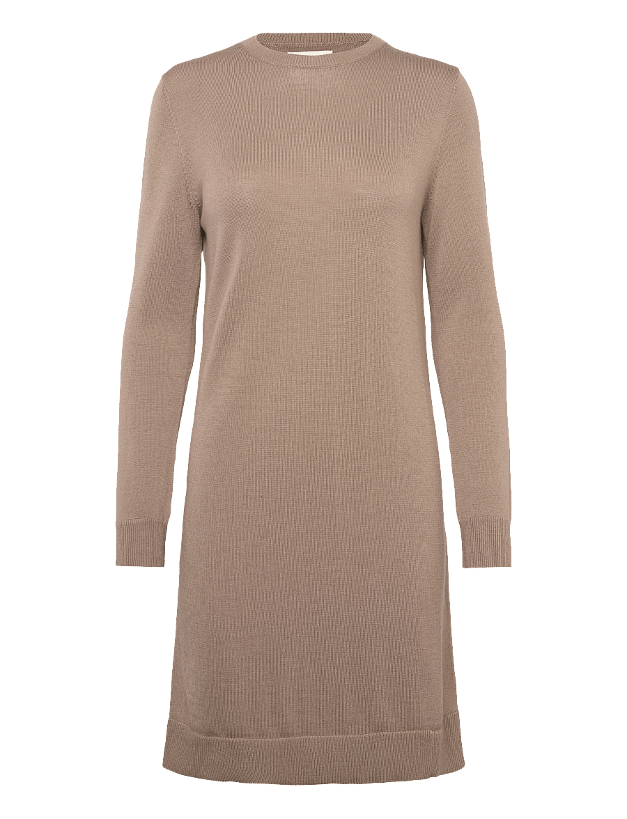 Gant - FINE MERINO KNITTED DRESS - strickkleider - taupe beige - 0