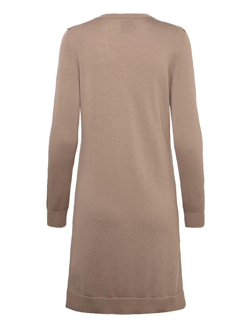 GANT - FINE MERINO KNITTED DRESS - knitted dresses - taupe beige - 1