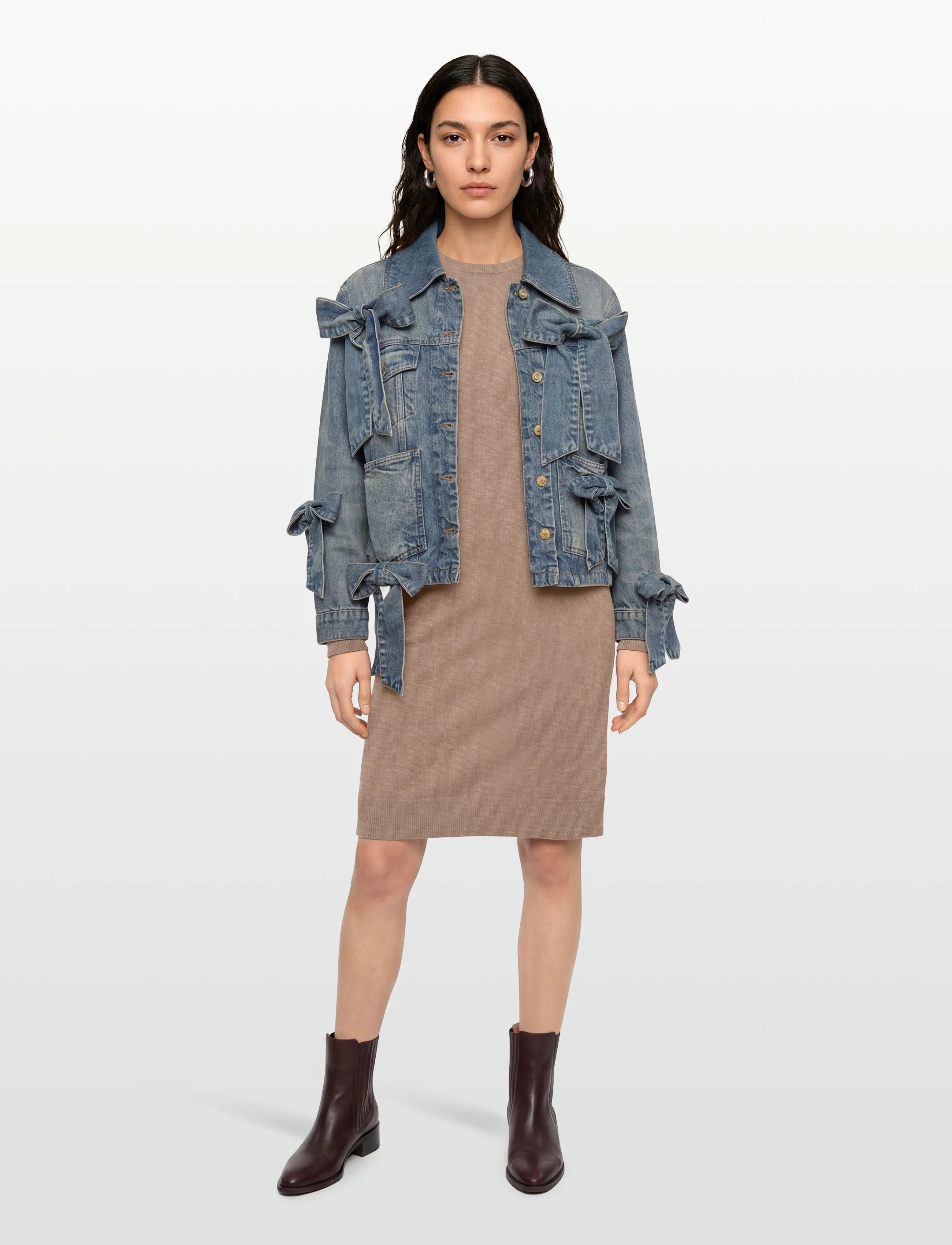 Gant Fine Merino Knitted Dress, XS, Beige, Kjoler > Kort Kjole, Dame