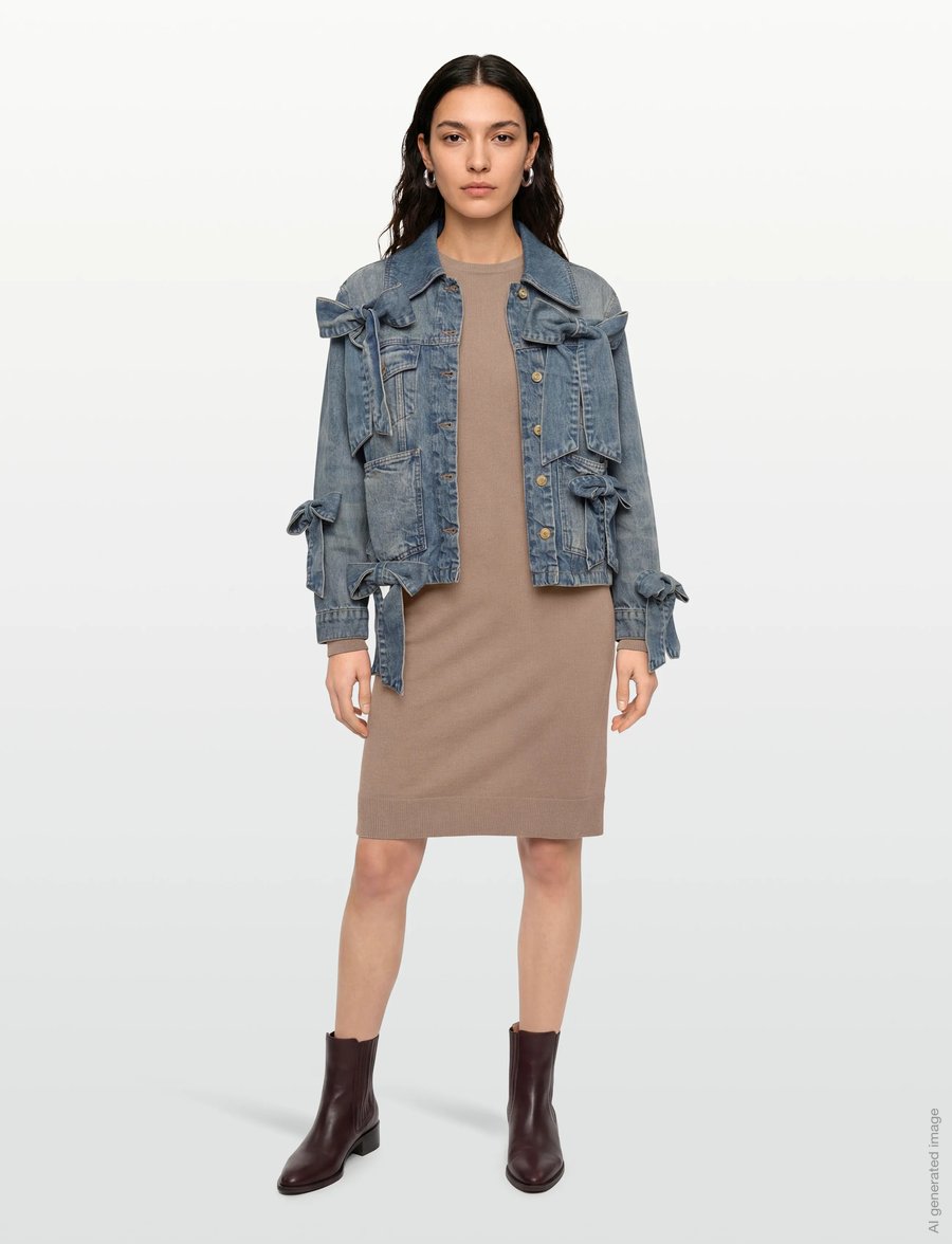 Gant - FINE MERINO KNITTED DRESS - strickkleider - taupe beige - 0