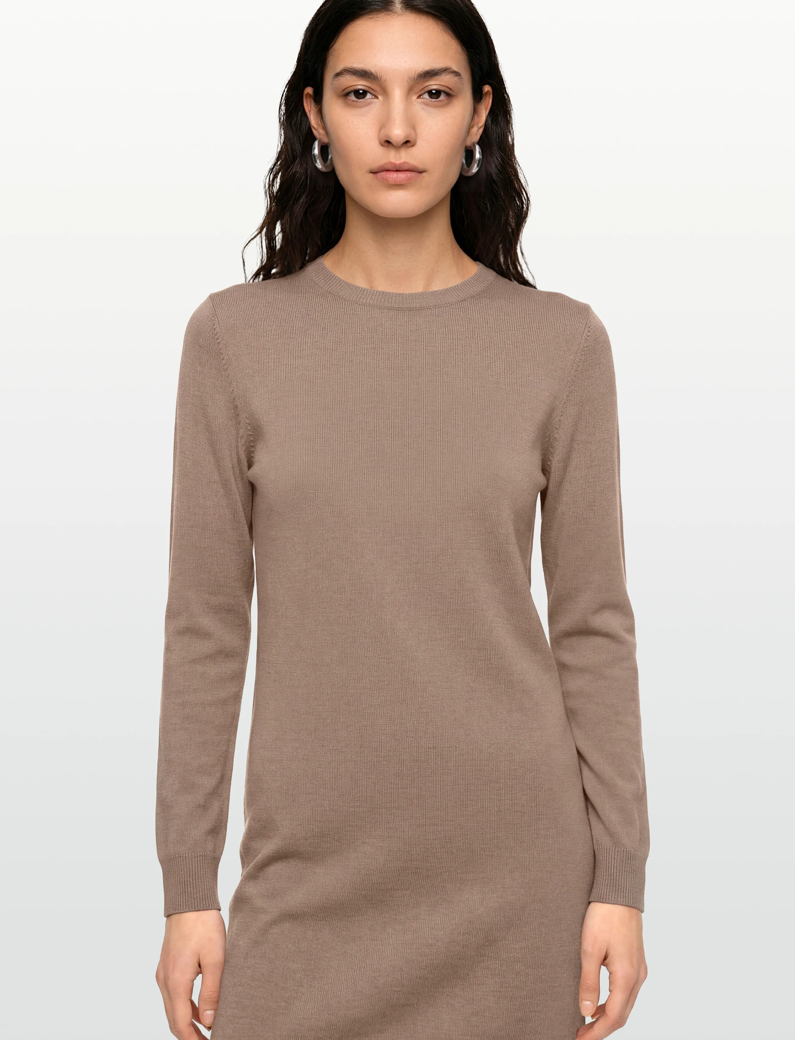 Gant - FINE MERINO KNITTED DRESS - strikkjoler - taupe beige - 3