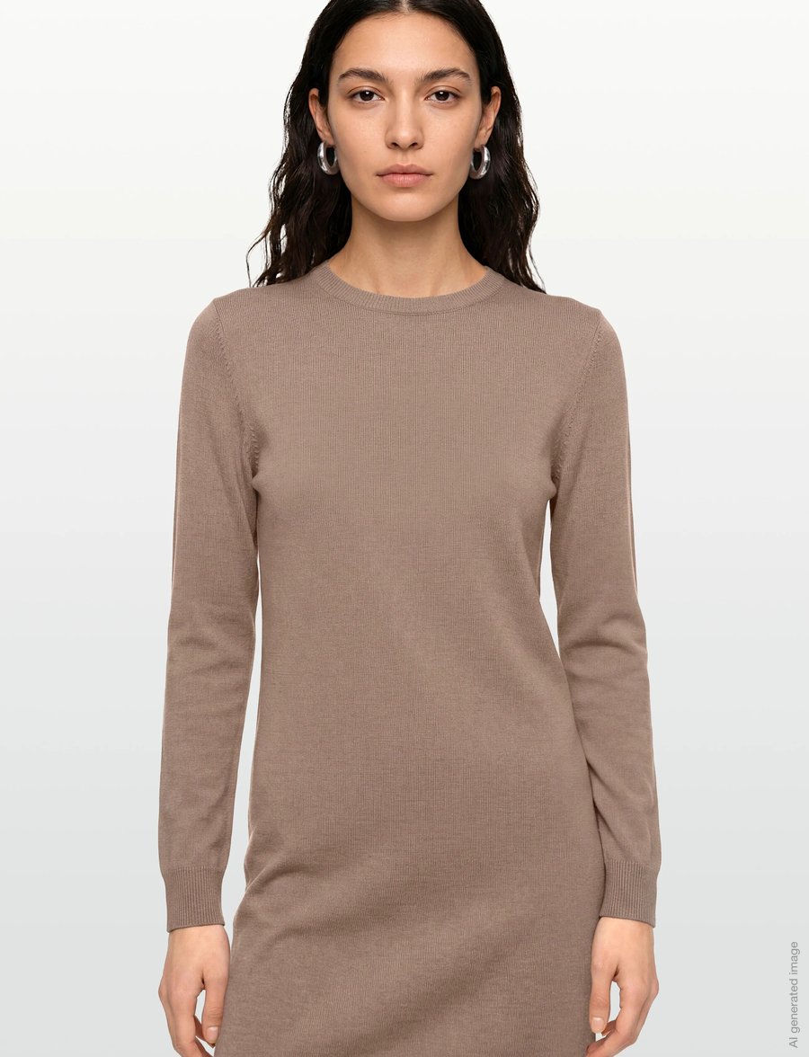 Gant - FINE MERINO KNITTED DRESS - strickkleider - taupe beige - 3