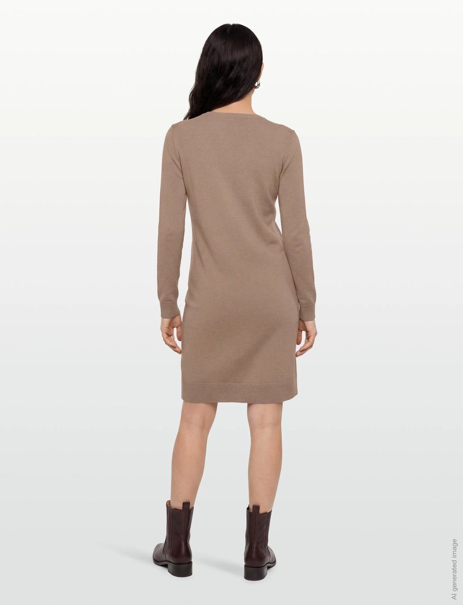 Gant - FINE MERINO KNITTED DRESS - strickkleider - taupe beige - 4