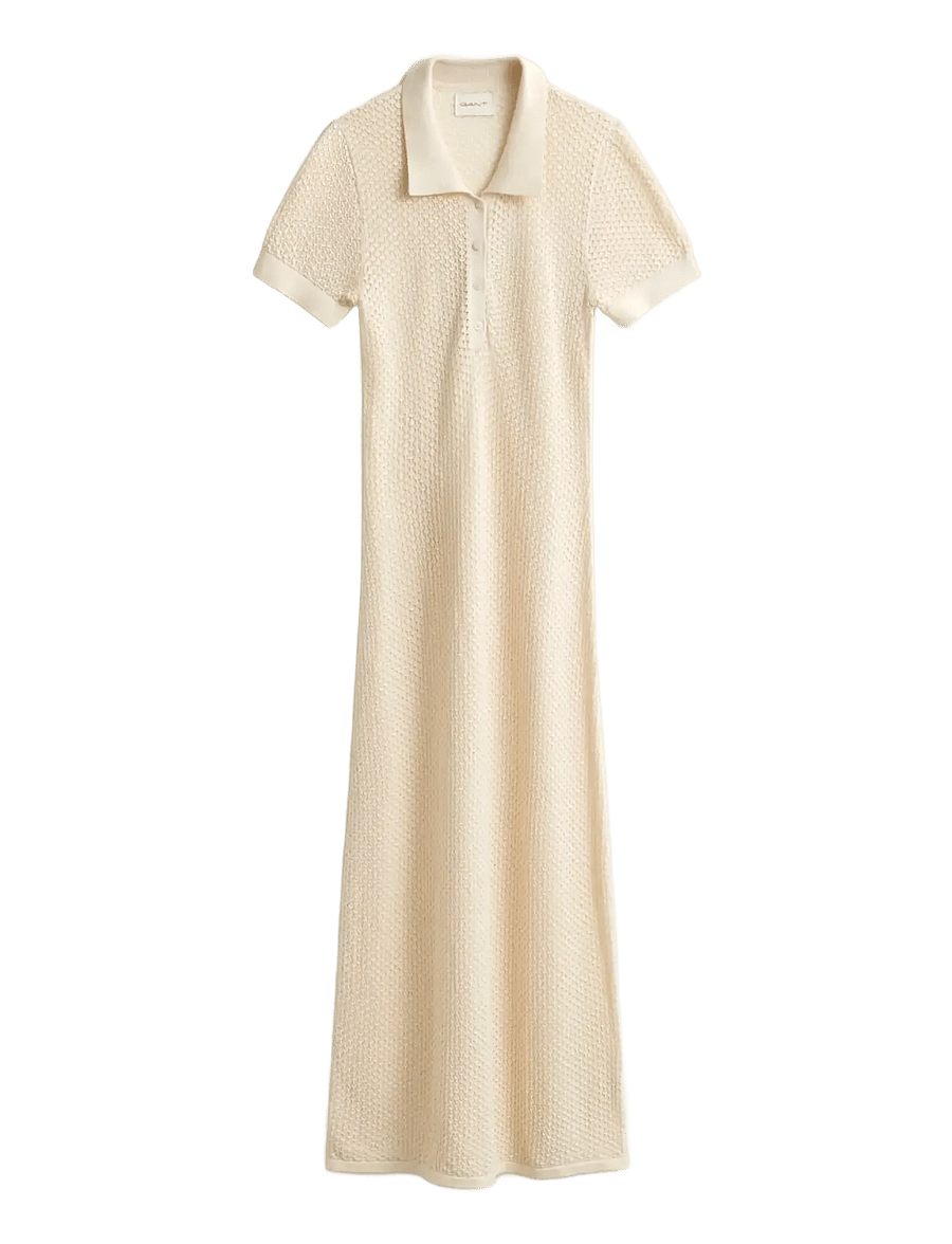 Gant - LACE KNIT RUGGER DRESS - creamed white - 1
