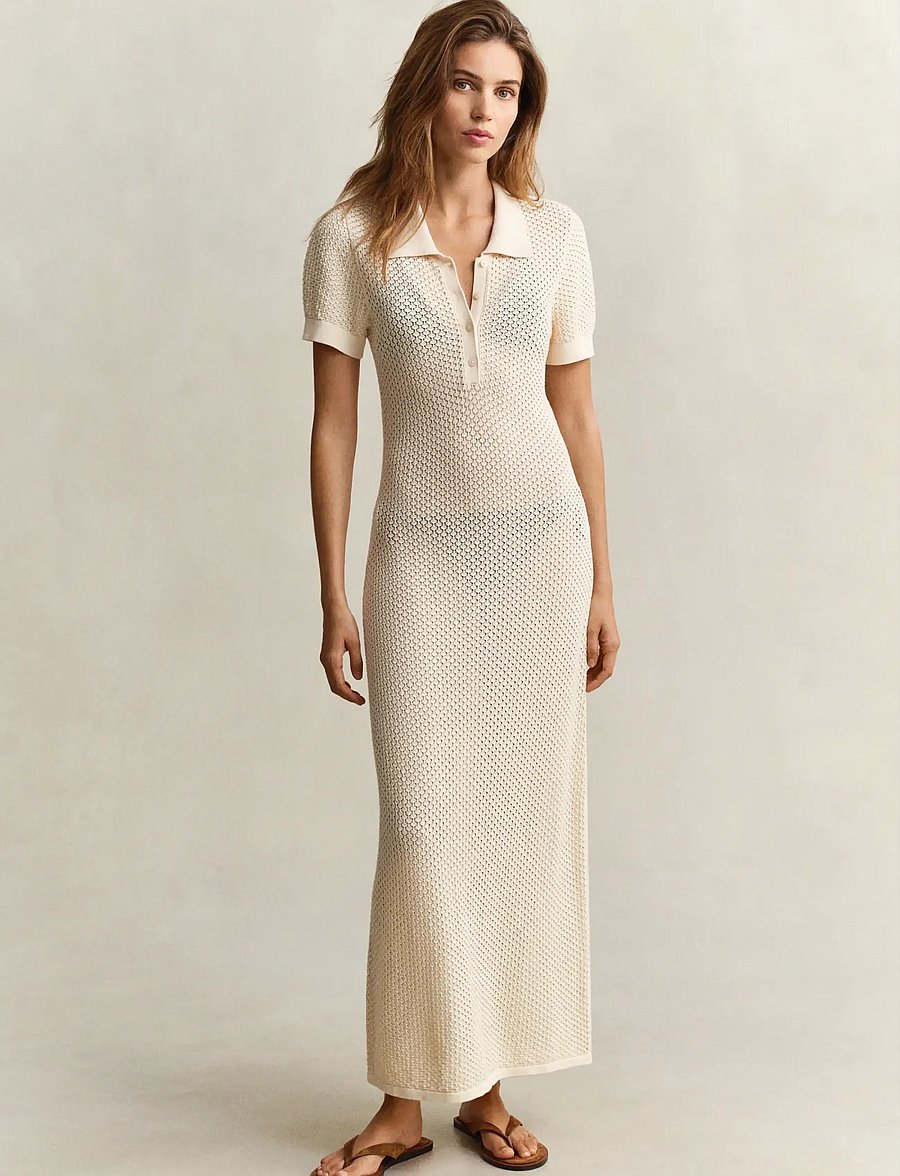 Gant - LACE KNIT RUGGER DRESS - creamed white - 0