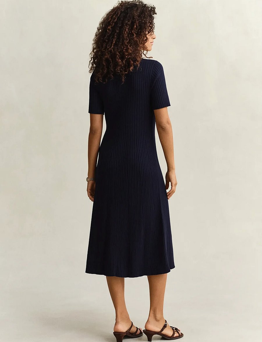 Gant - RIB KNIT RUGGER DRESS - strickkleider - evening blue - 2