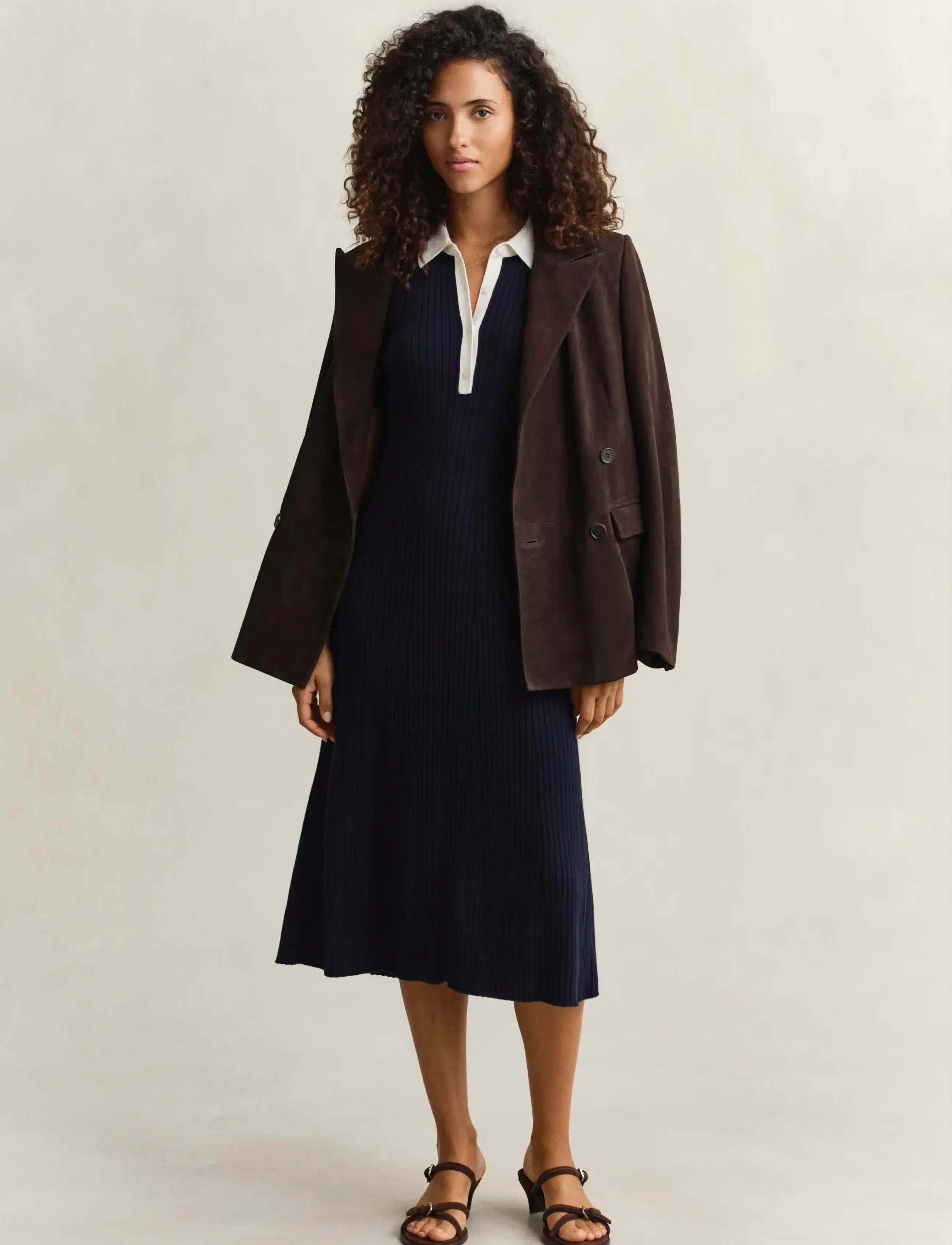 Gant - RIB KNIT RUGGER DRESS - kootud kleidid - evening blue - 4