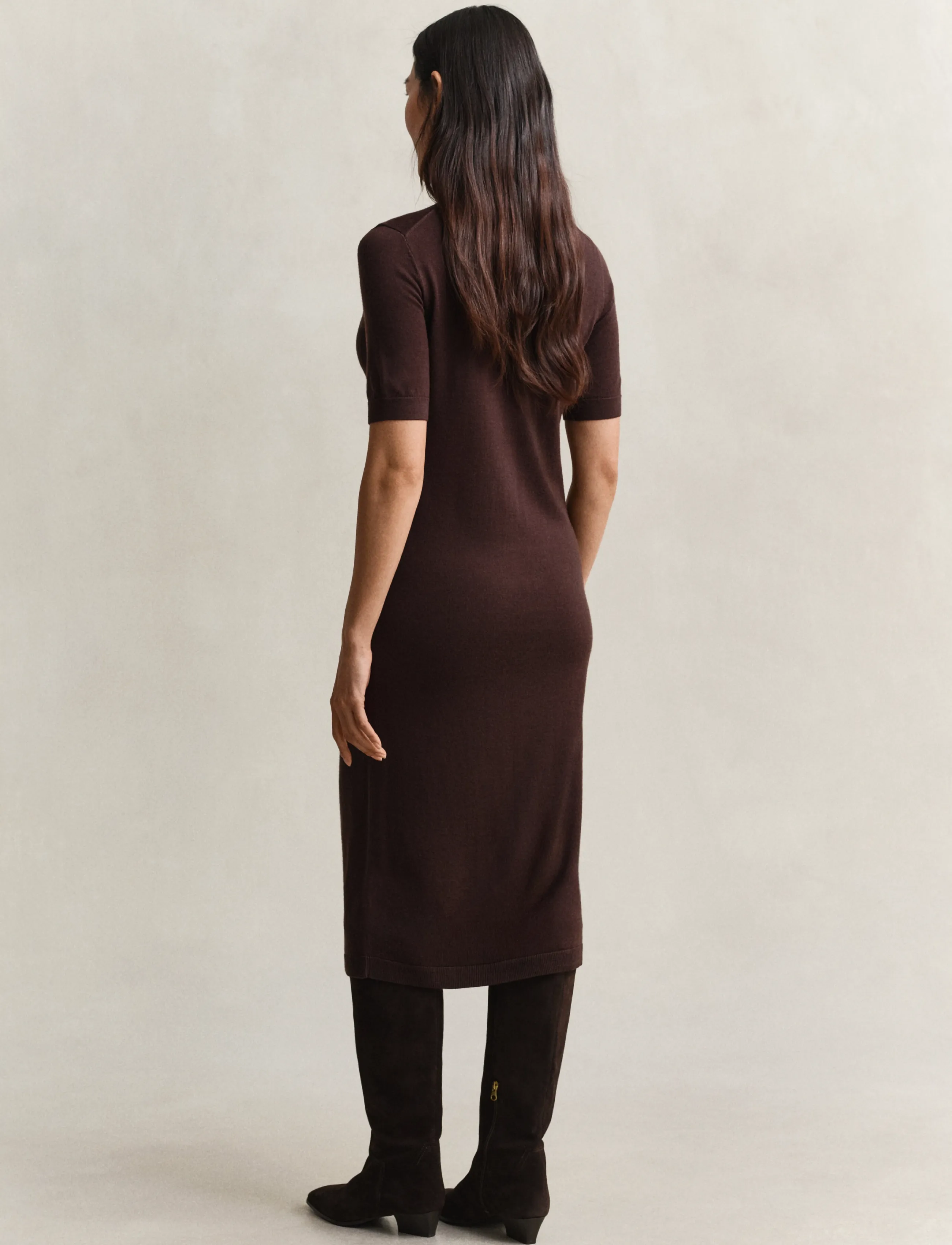 Gant - MERINO DRESS - midikleidid - deep brown - 2