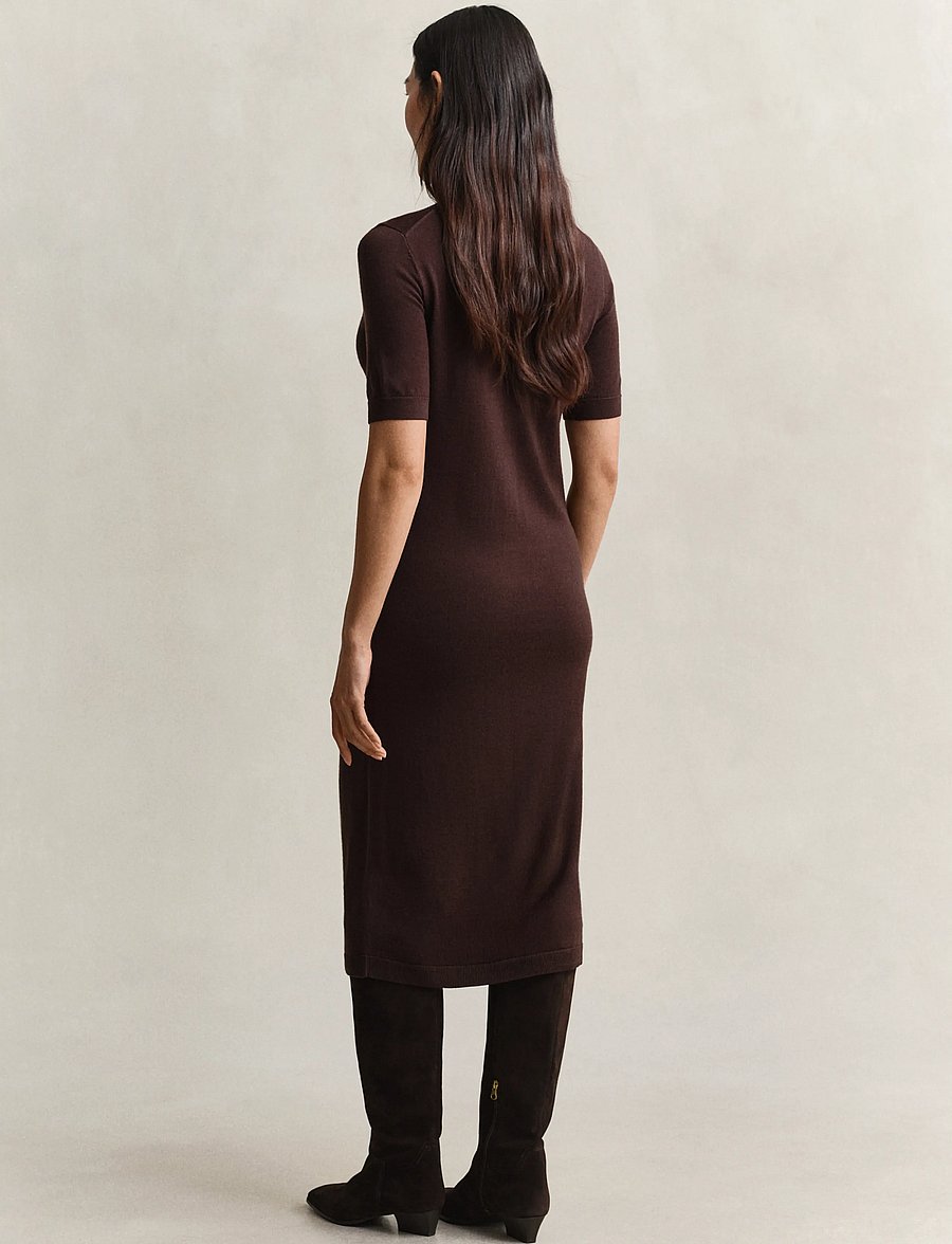 Gant - MERINO DRESS - midi dresses - deep brown - 2