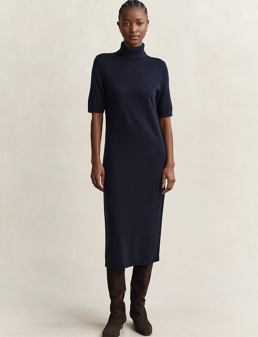 Gant - MERINO DRESS - midi dresses - evening blue - 0