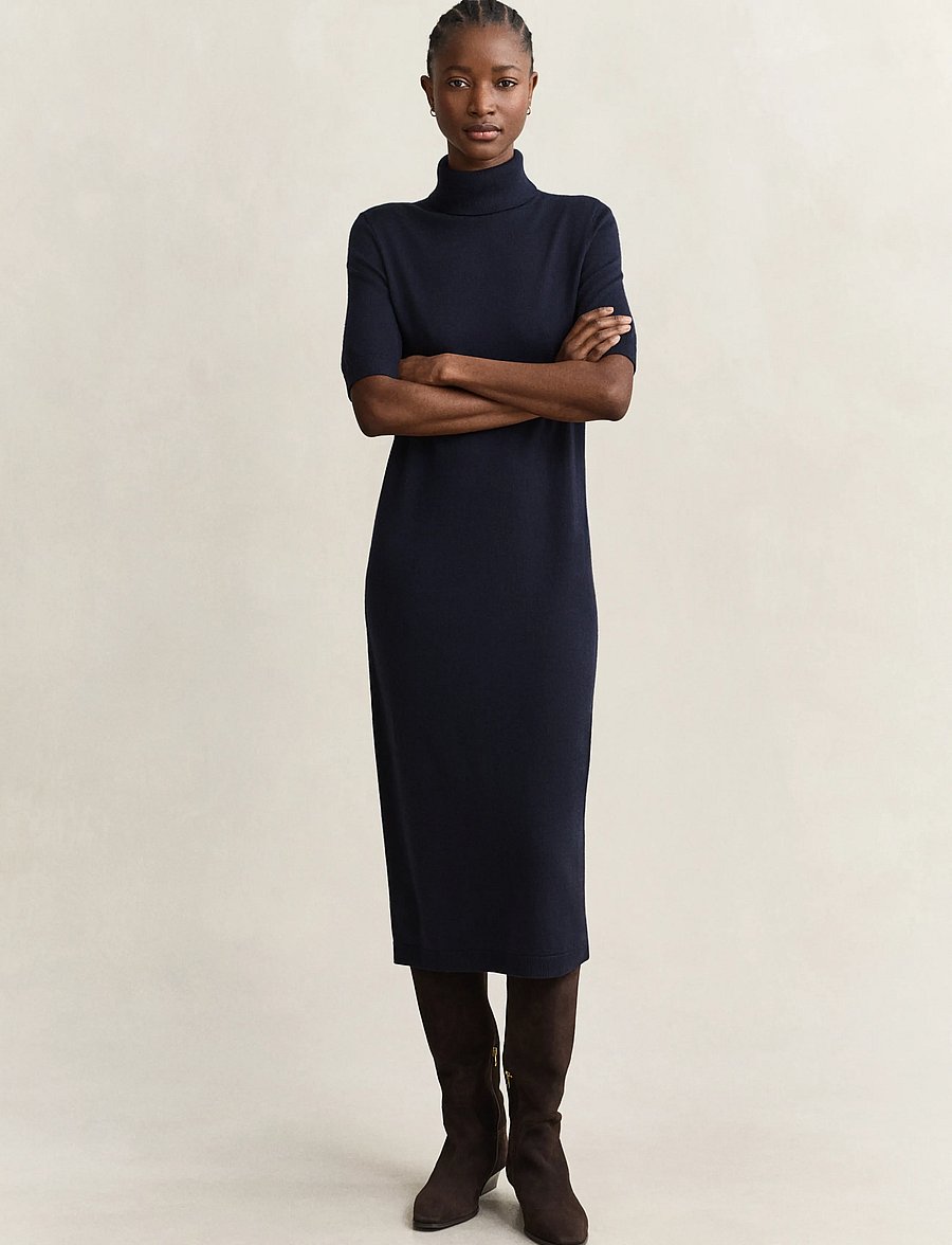 Gant - MERINO DRESS - midi dresses - evening blue - 4