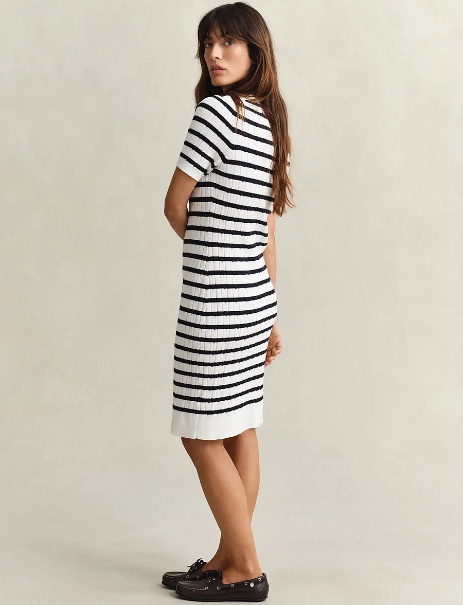 Gant - STRETCH COTTON CABLE SS DRESS - strickkleider - eggshell - 3