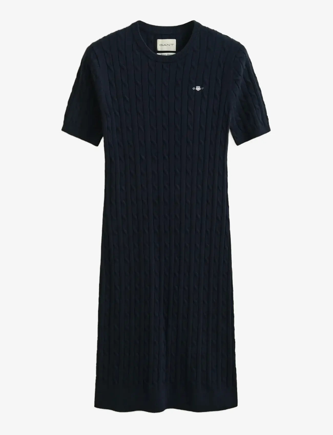 GANT - STRETCH COTTON CABLE SS DRESS - strikkjoler - evening blue - 1