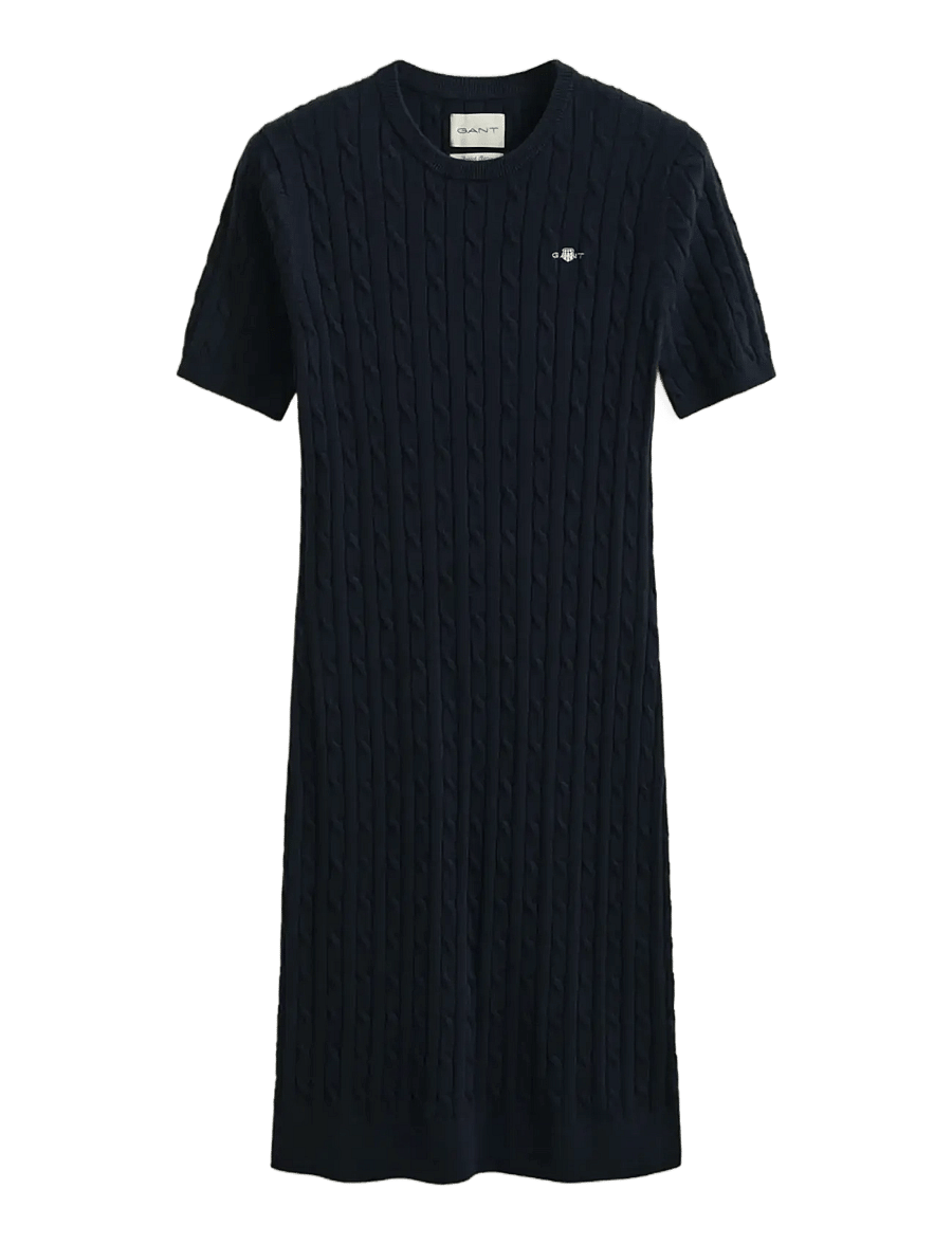 Gant - STRETCH COTTON CABLE SS DRESS - strickkleider - evening blue - 1