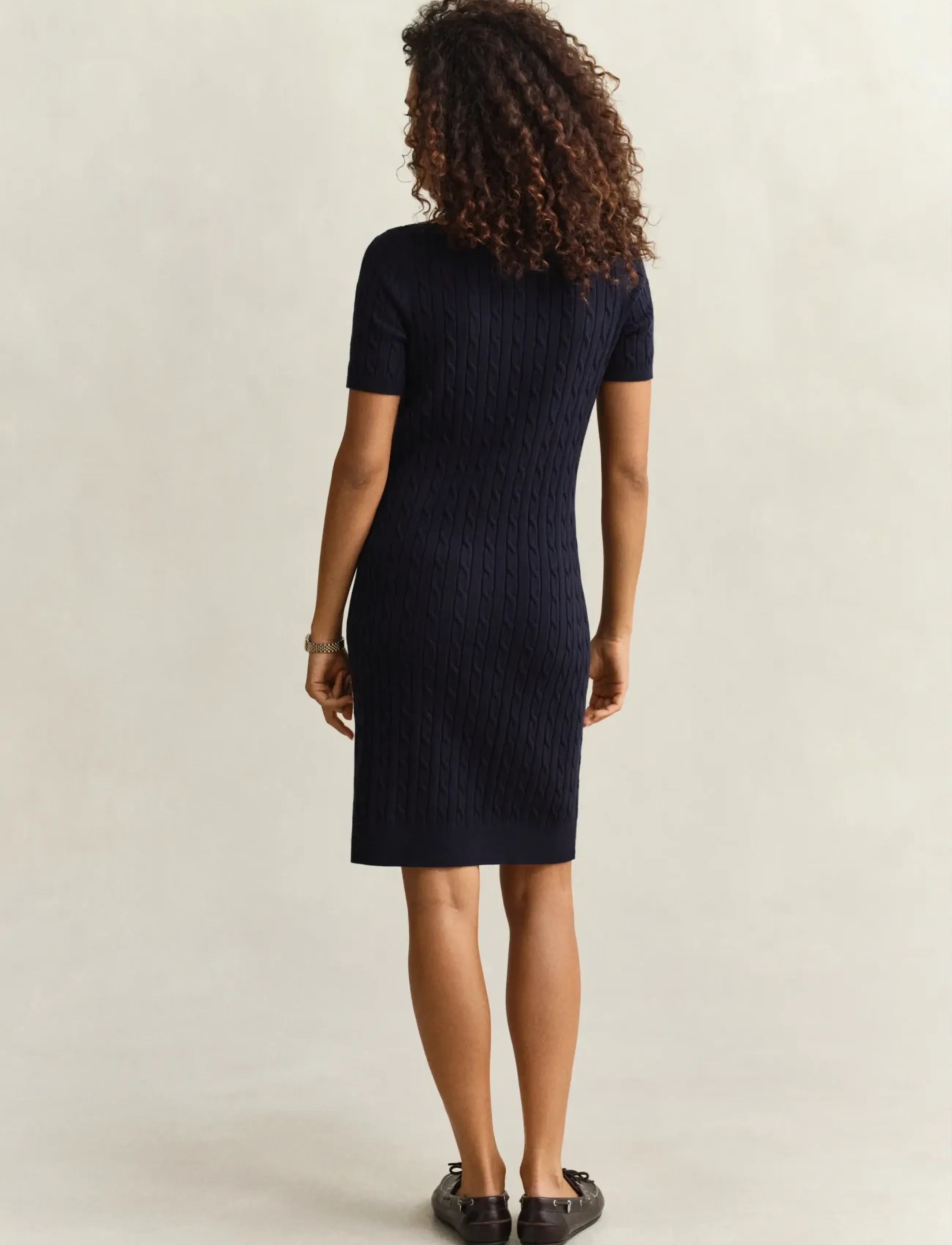 Gant - STRETCH COTTON CABLE SS DRESS - strikkjoler - evening blue - 2