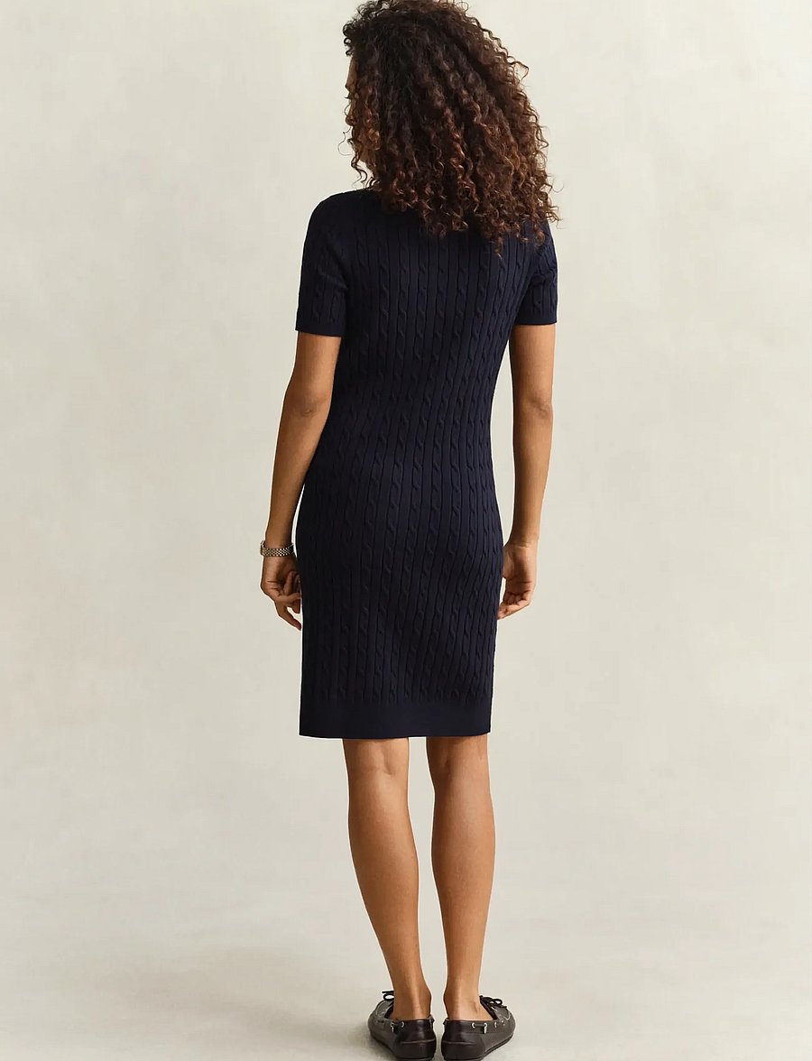 Gant - STRETCH COTTON CABLE SS DRESS - strickkleider - evening blue - 2