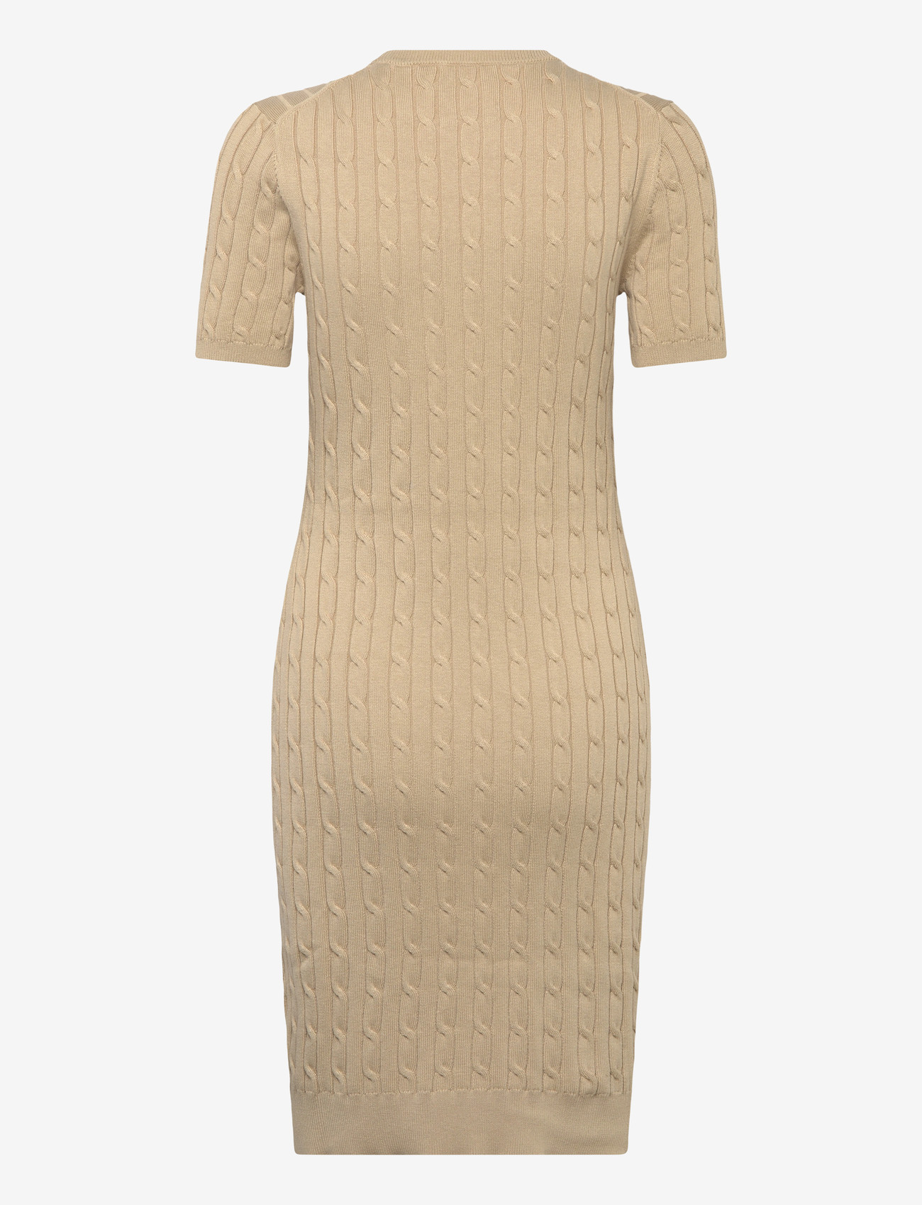 GANT - STRETCH COTTON CABLE SS DRESS - kootud kleidid - oat beige - 1