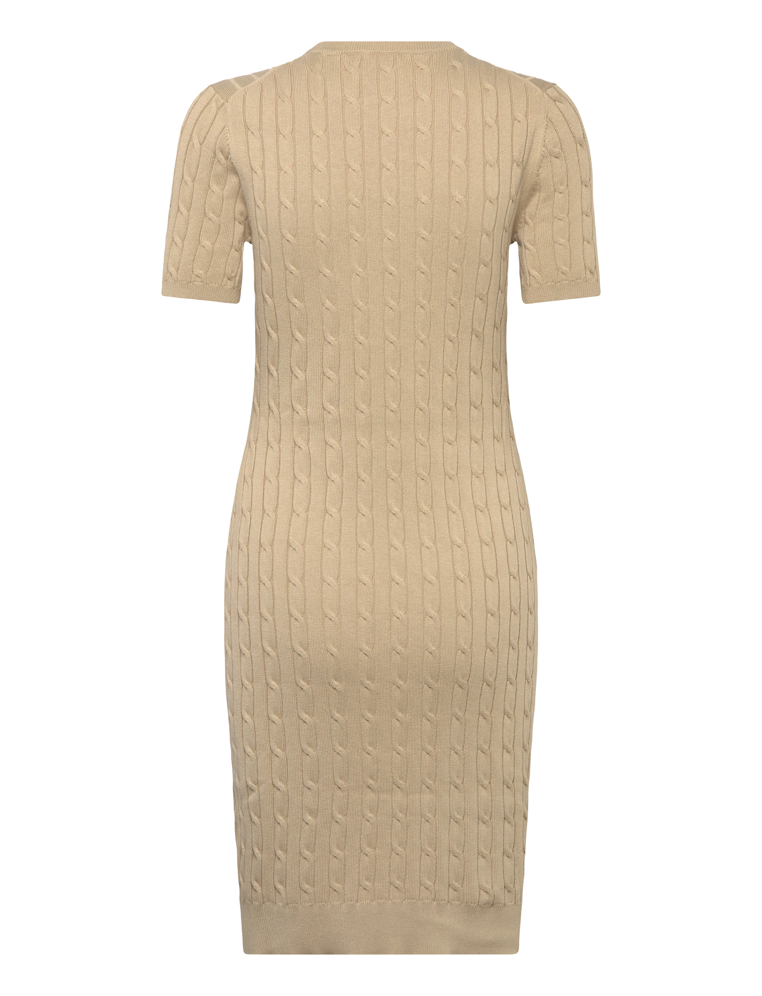 Gant - STRETCH COTTON CABLE SS DRESS - knitted dresses - oat beige - 2
