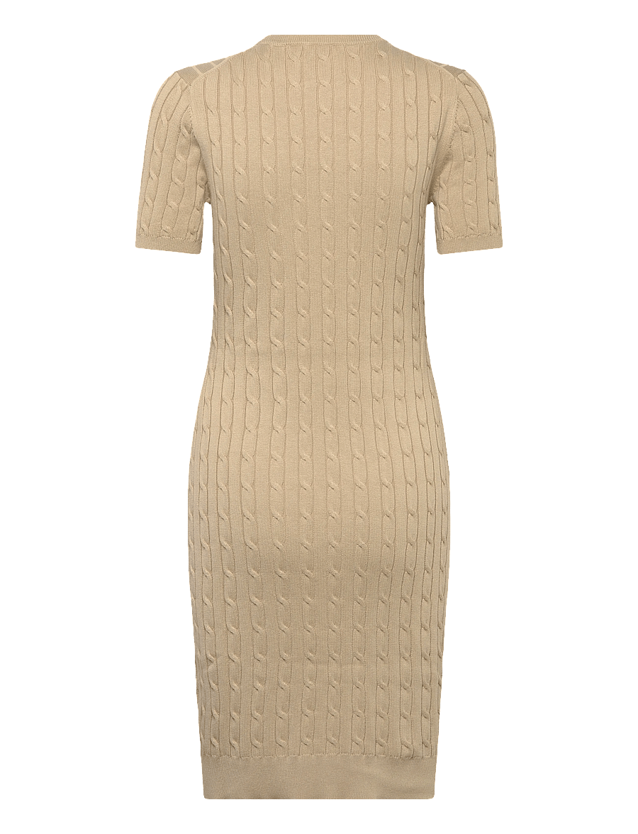 Gant - STRETCH COTTON CABLE SS DRESS - knitted dresses - oat beige - 2