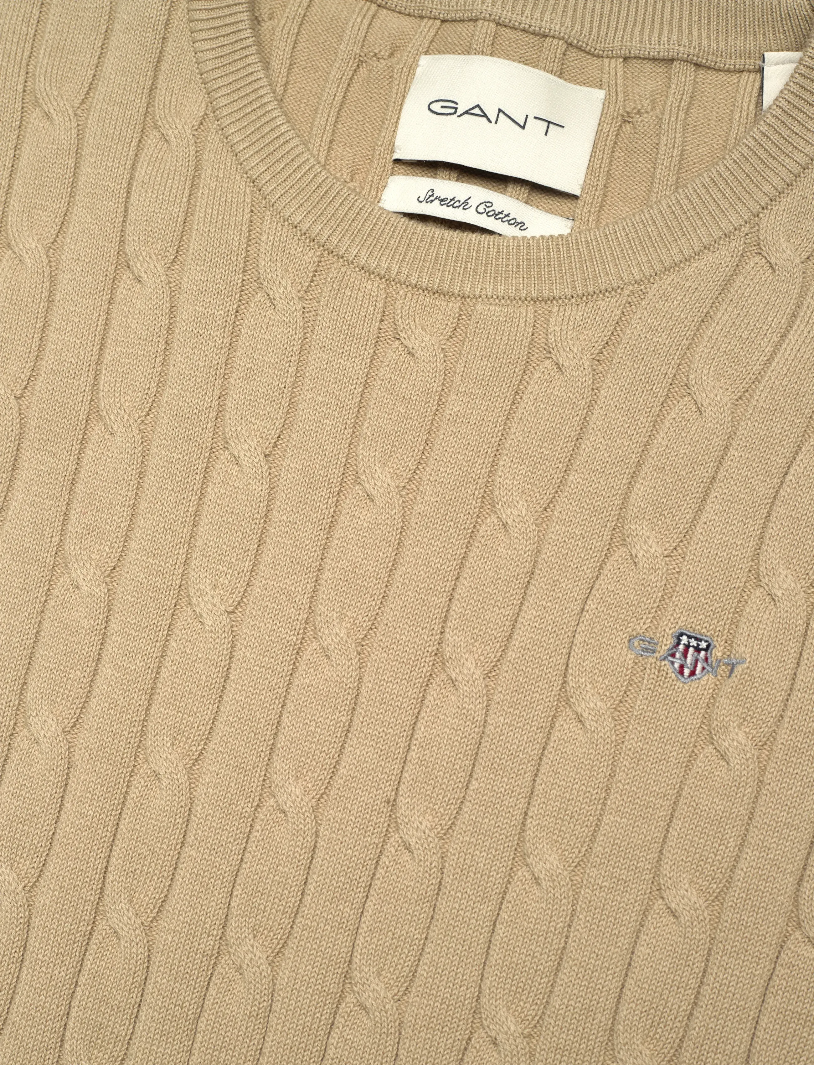 Gant - STRETCH COTTON CABLE SS DRESS - knitted dresses - oat beige - 5