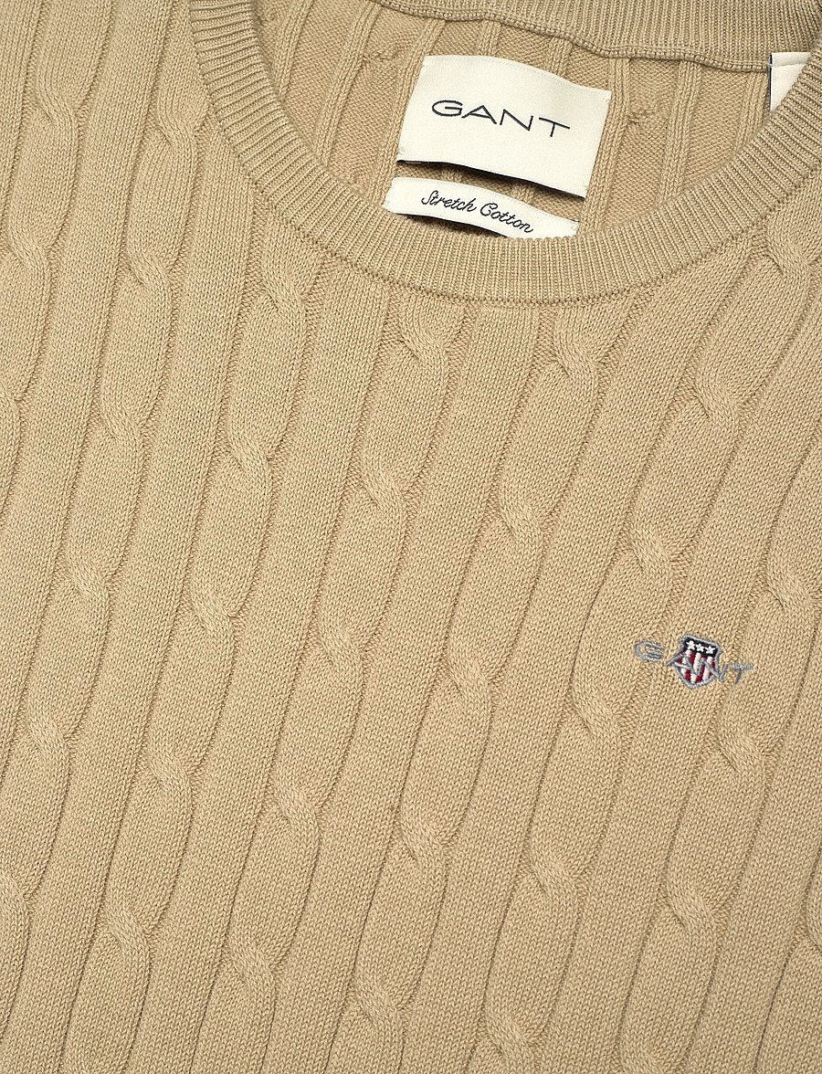 Gant - STRETCH COTTON CABLE SS DRESS - knitted dresses - oat beige - 5