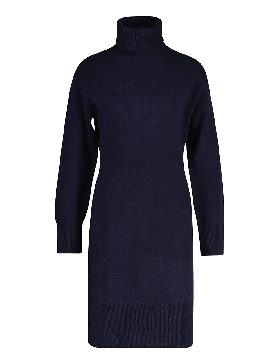 Gant - WOOL CASHMERE ROLLNECK DRESS - kaschmir - evening blue - 0