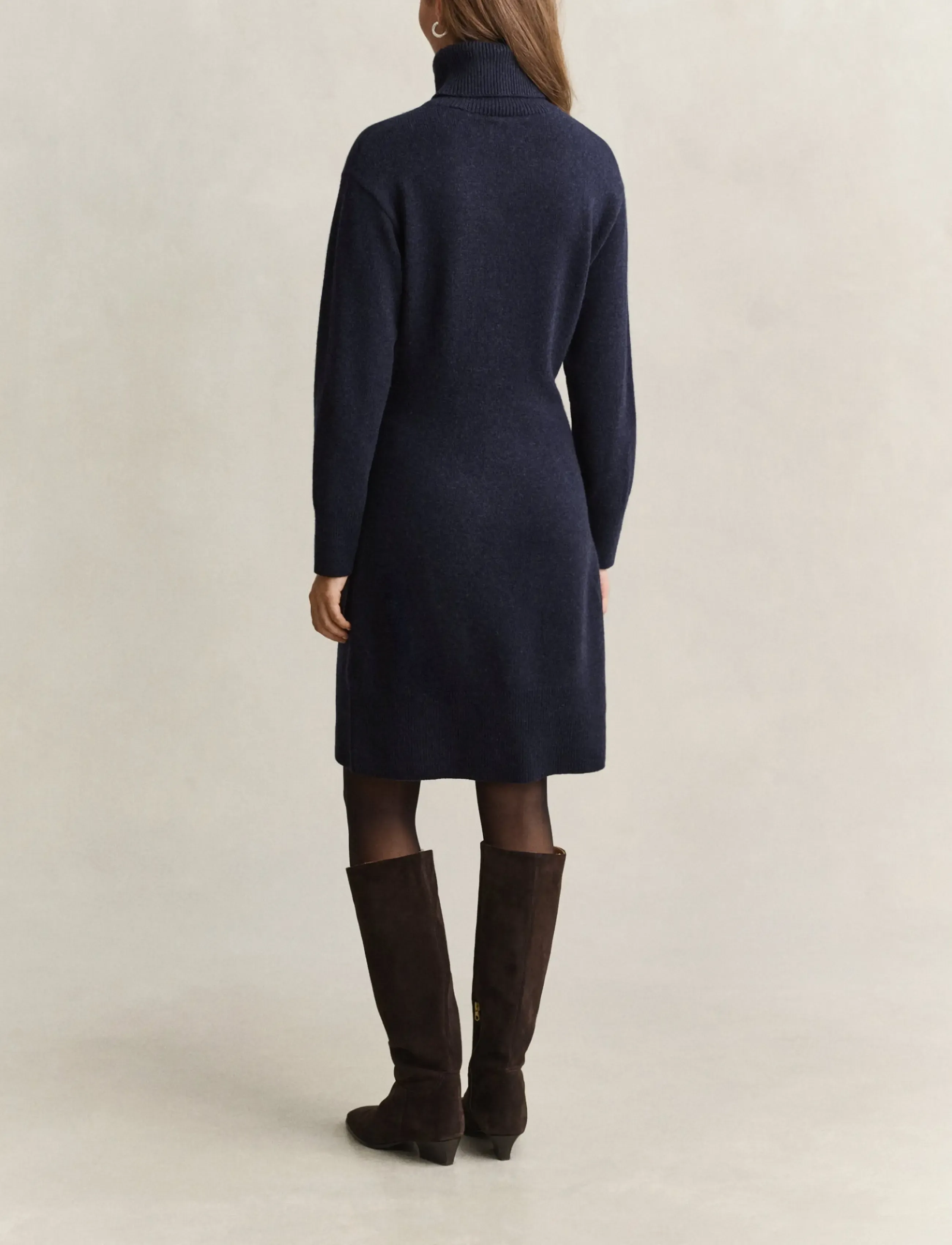 Gant - WOOL CASHMERE ROLLNECK DRESS - evening blue - 1