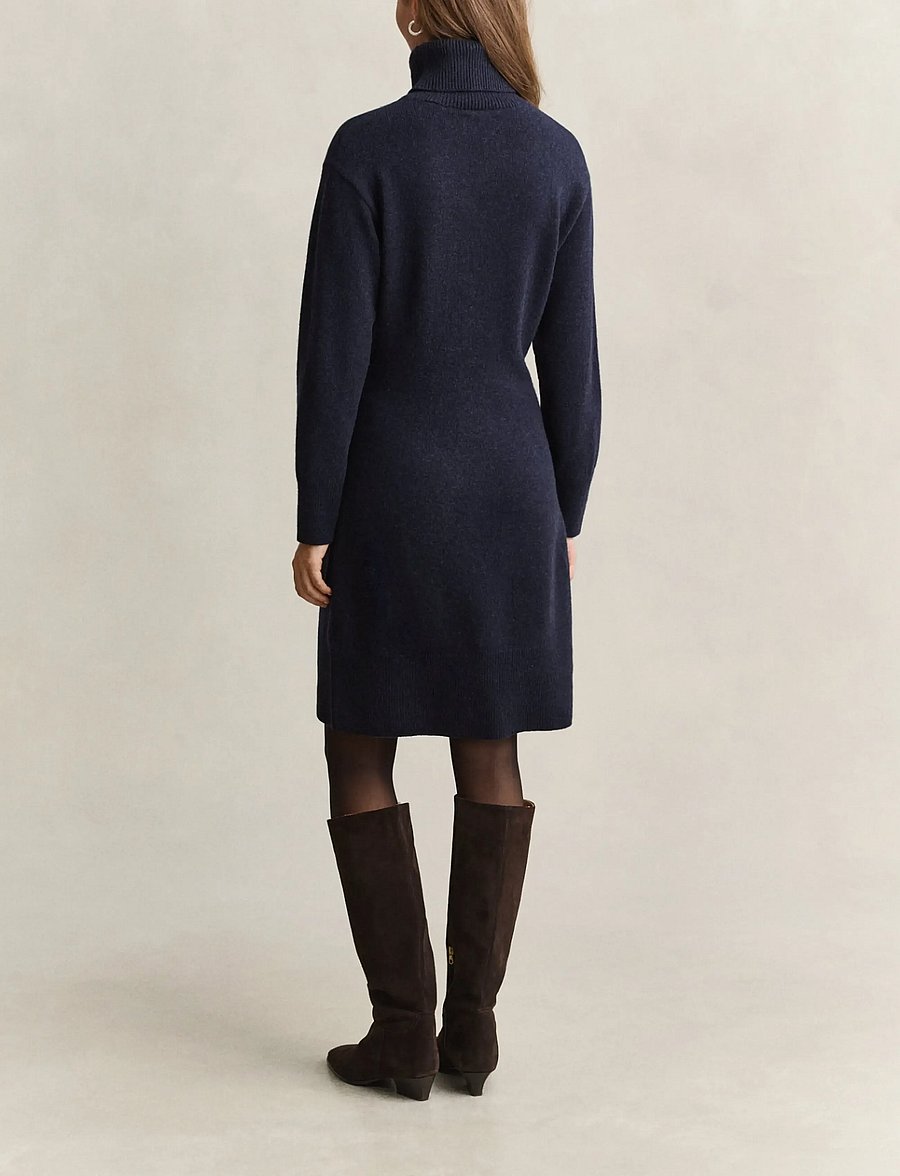 Gant - WOOL CASHMERE ROLLNECK DRESS - kaschmir - evening blue - 1