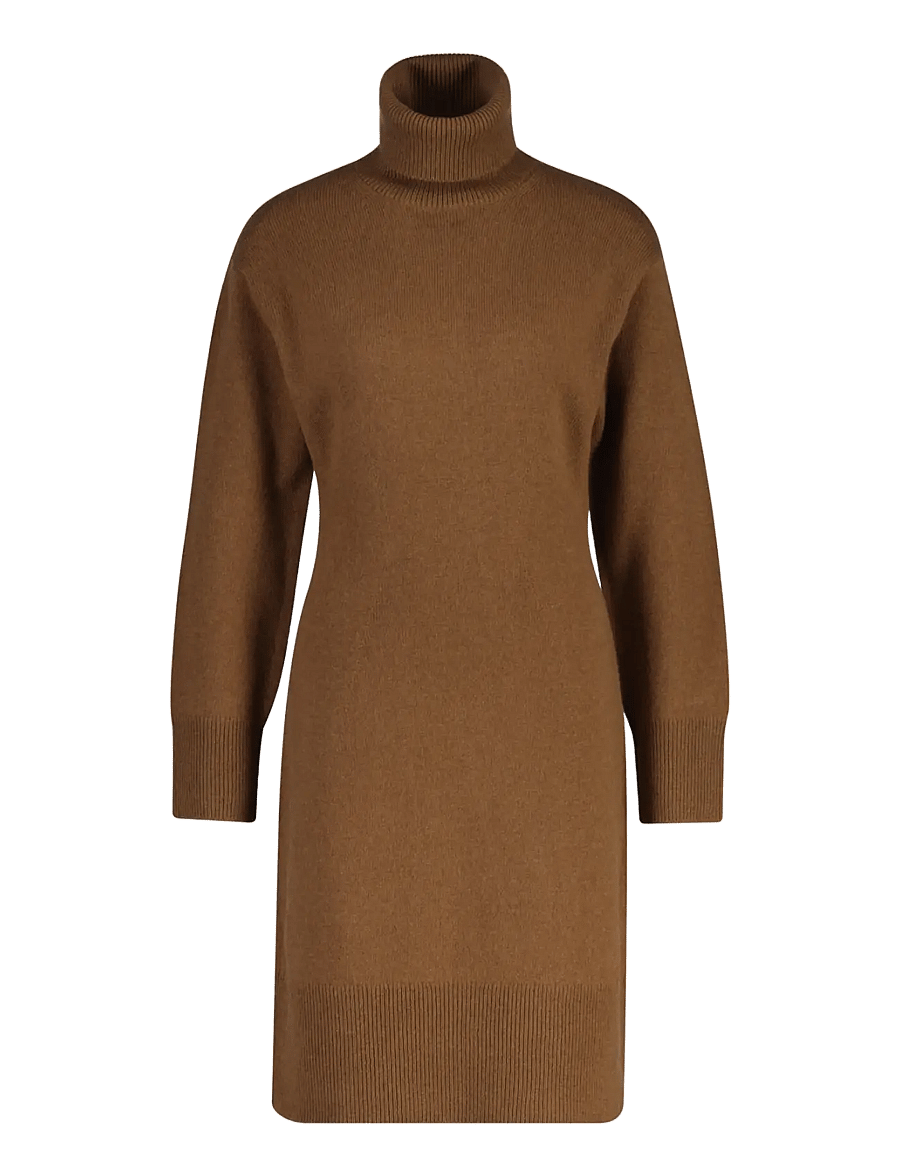 Gant - WOOL CASHMERE ROLLNECK DRESS - kaschmir - warm khaki - 0