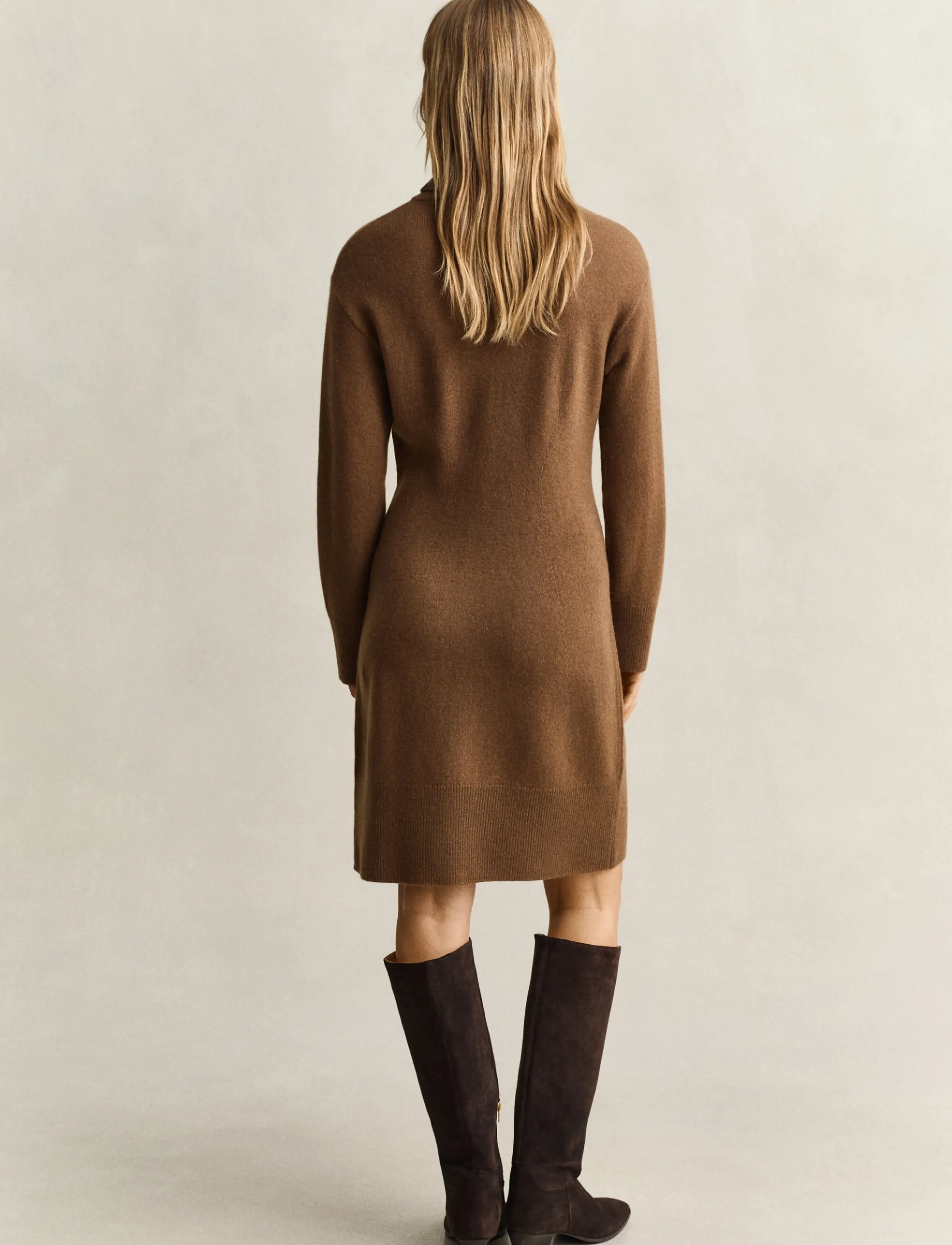 Gant - WOOL CASHMERE ROLLNECK DRESS - kaschmir - warm khaki - 1