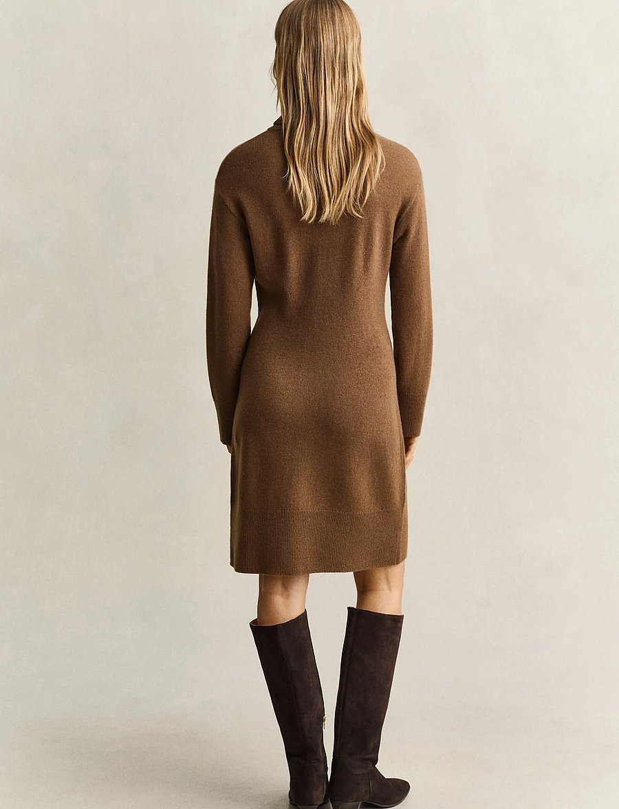 Gant - WOOL CASHMERE ROLLNECK DRESS - kaschmir - warm khaki - 1