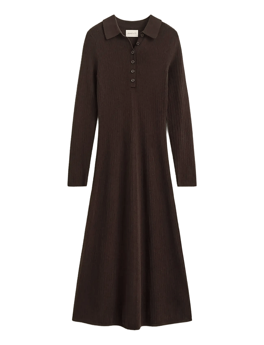 Gant - MINI CABLE KNIT DRESS - strickkleider - deep brown - 0