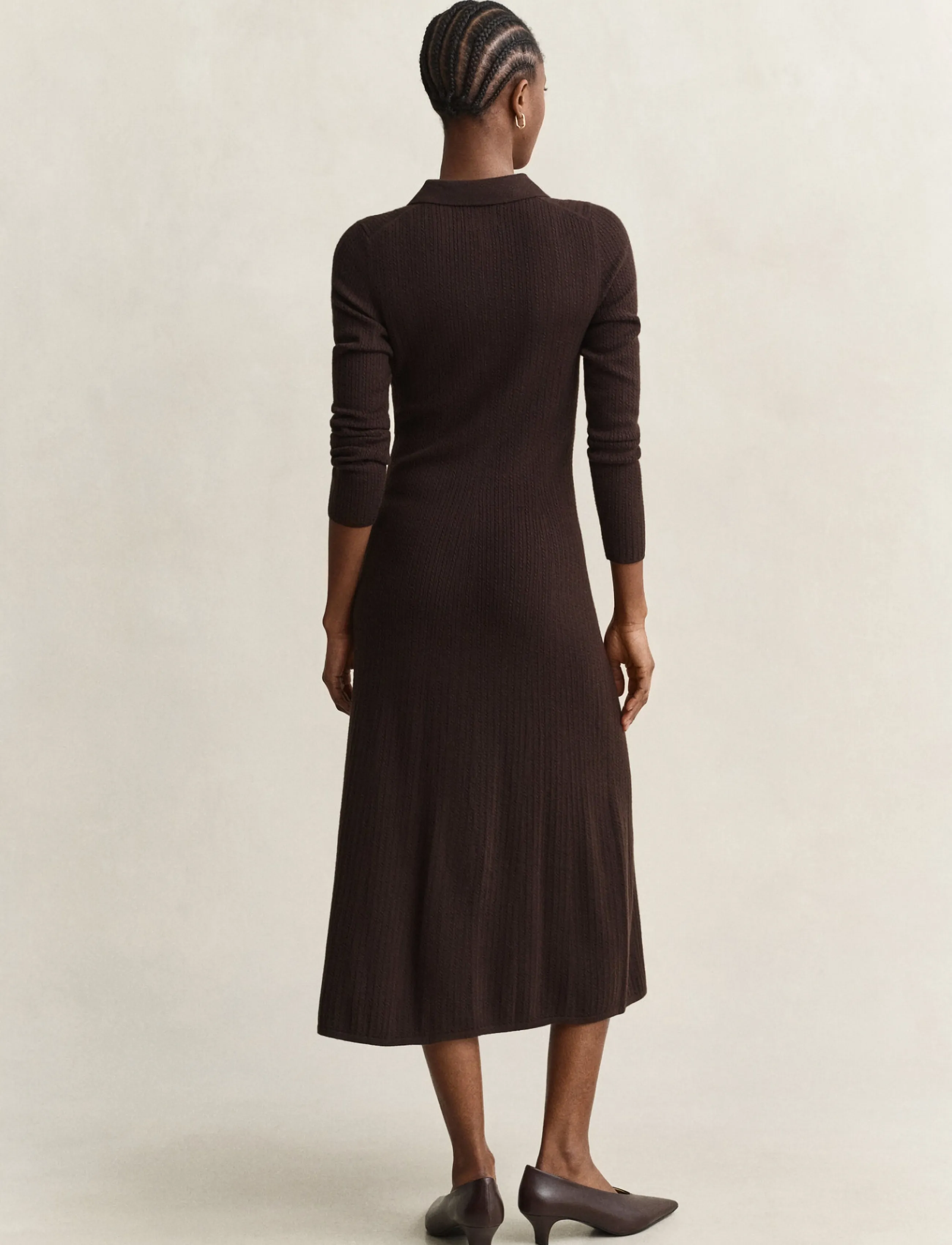 Gant - MINI CABLE KNIT DRESS - deep brown - 1