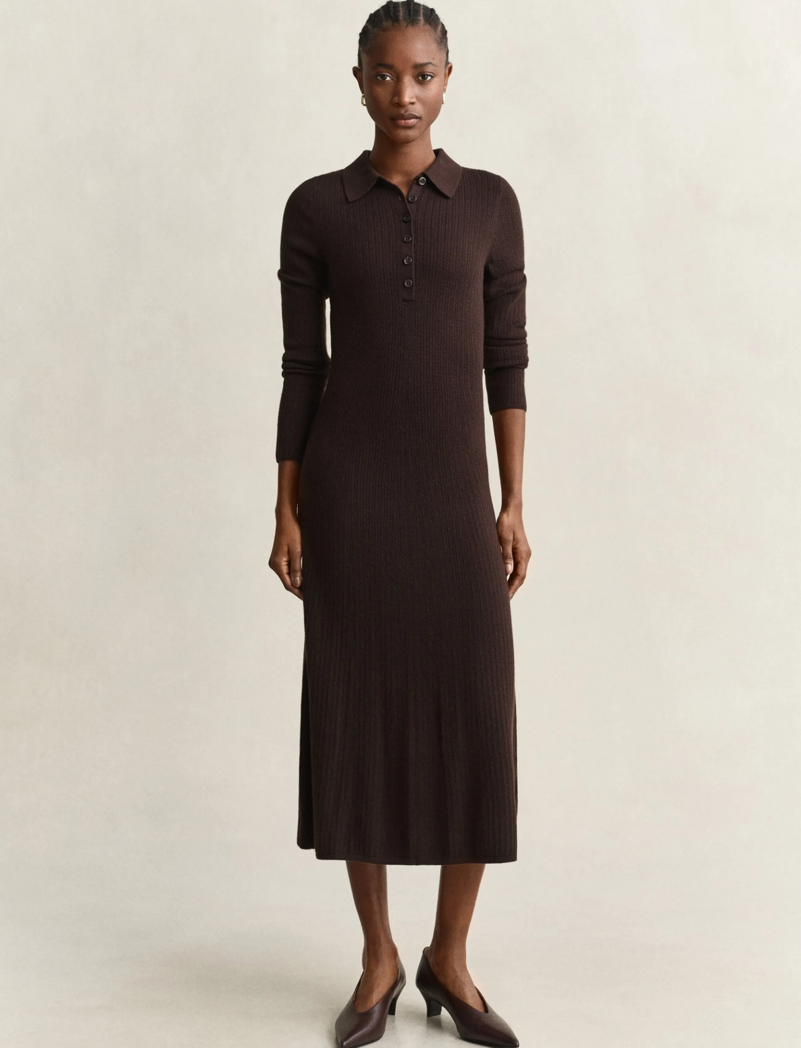 Gant - MINI CABLE KNIT DRESS - deep brown - 2