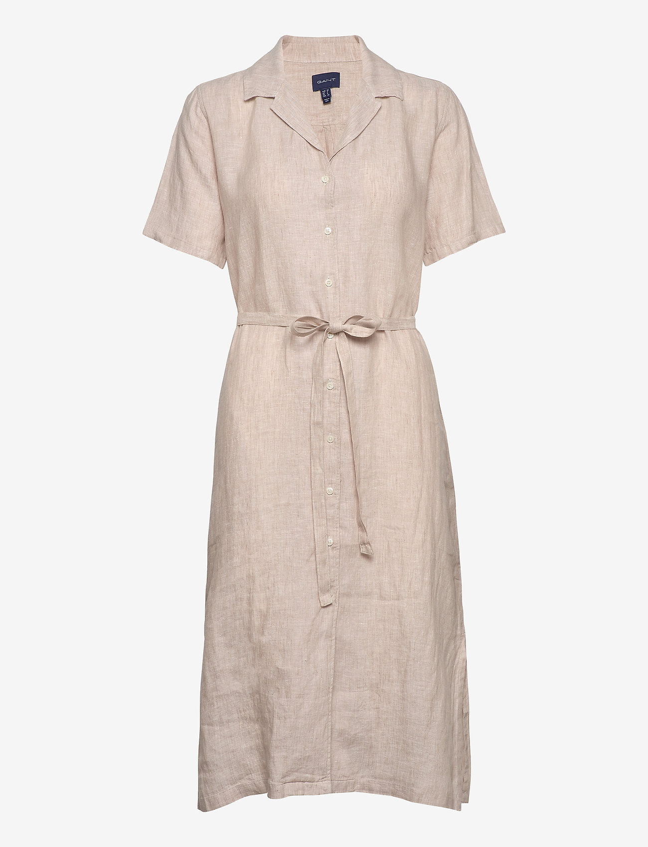 GANT - D2. LINEN CHAMBRAY SS SHIRT DRESS - dry sand - 0