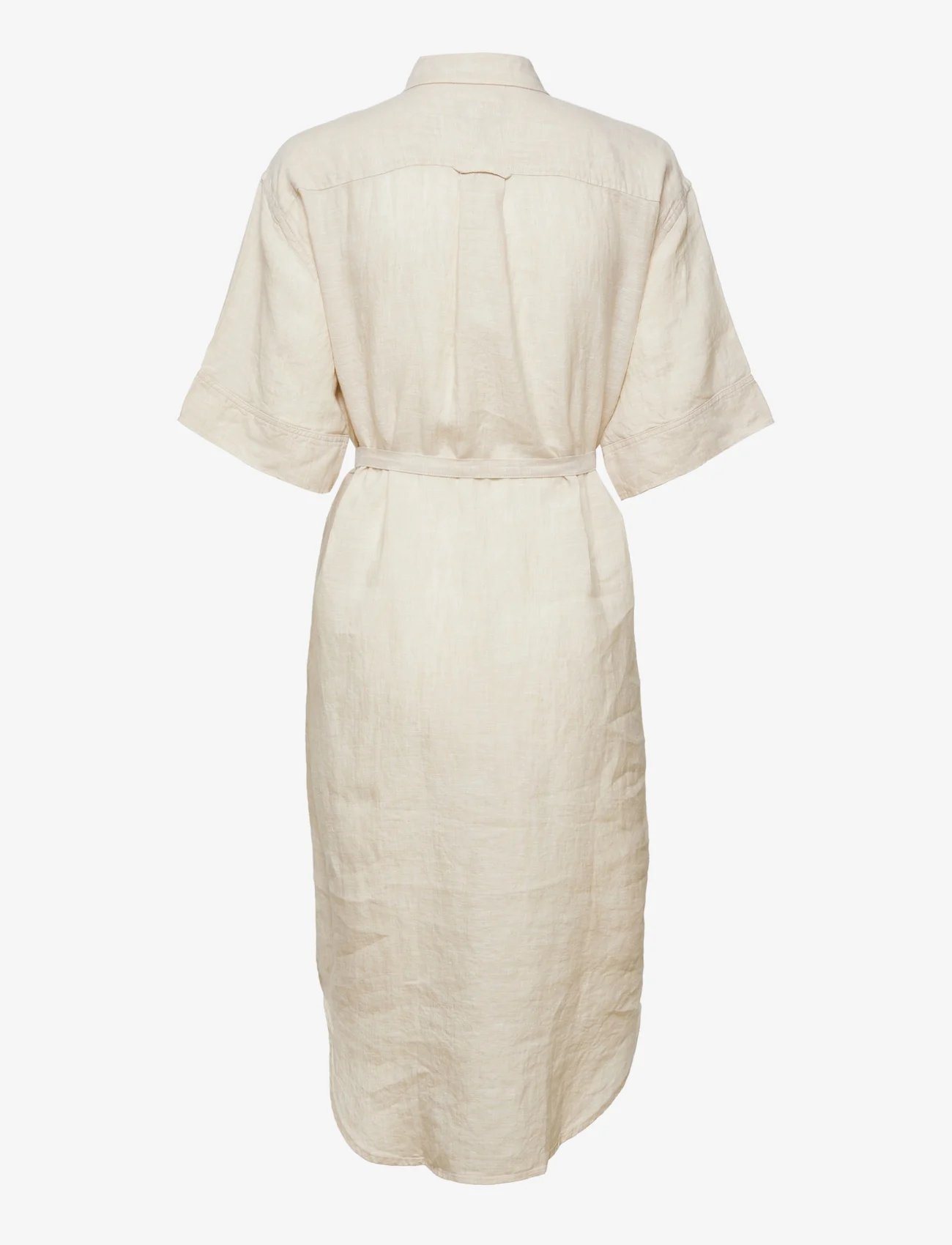 GANT - D2. LINEN CHAMBRAY SHIRT DRESS - summer dresses - desert beige - 1