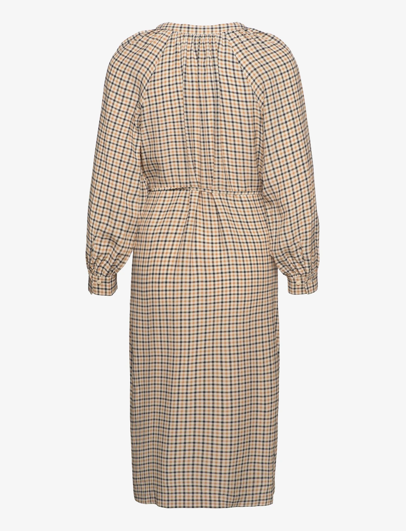 GANT - D1. CHECK STAND COLLAR SHIRT DRESS - marškinių tipo suknelės - toffee beige - 1