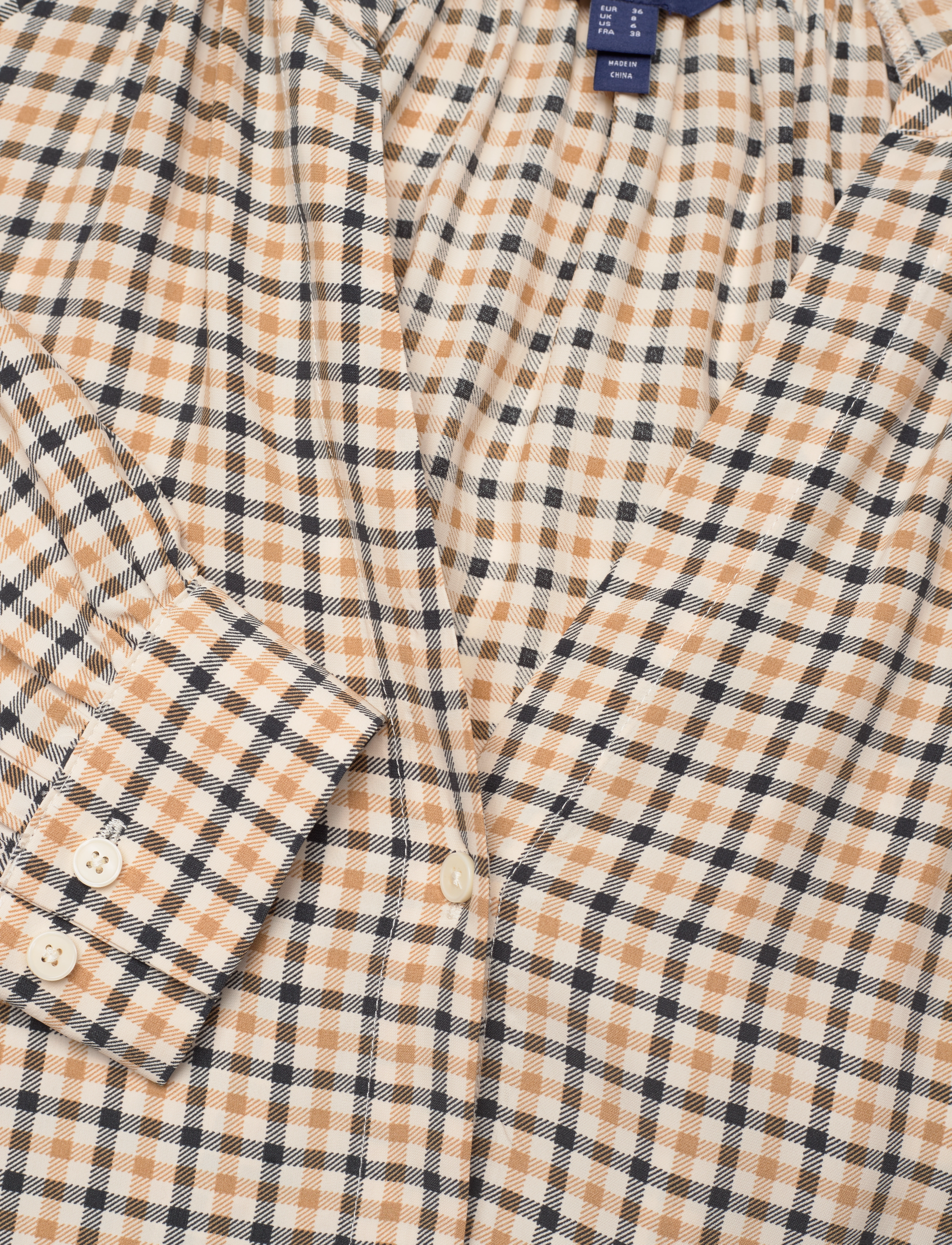 GANT - D1. CHECK STAND COLLAR SHIRT DRESS - toffee beige - 2