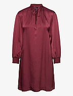 D1. STAND COLLAR DRESS - PLUMPED RED