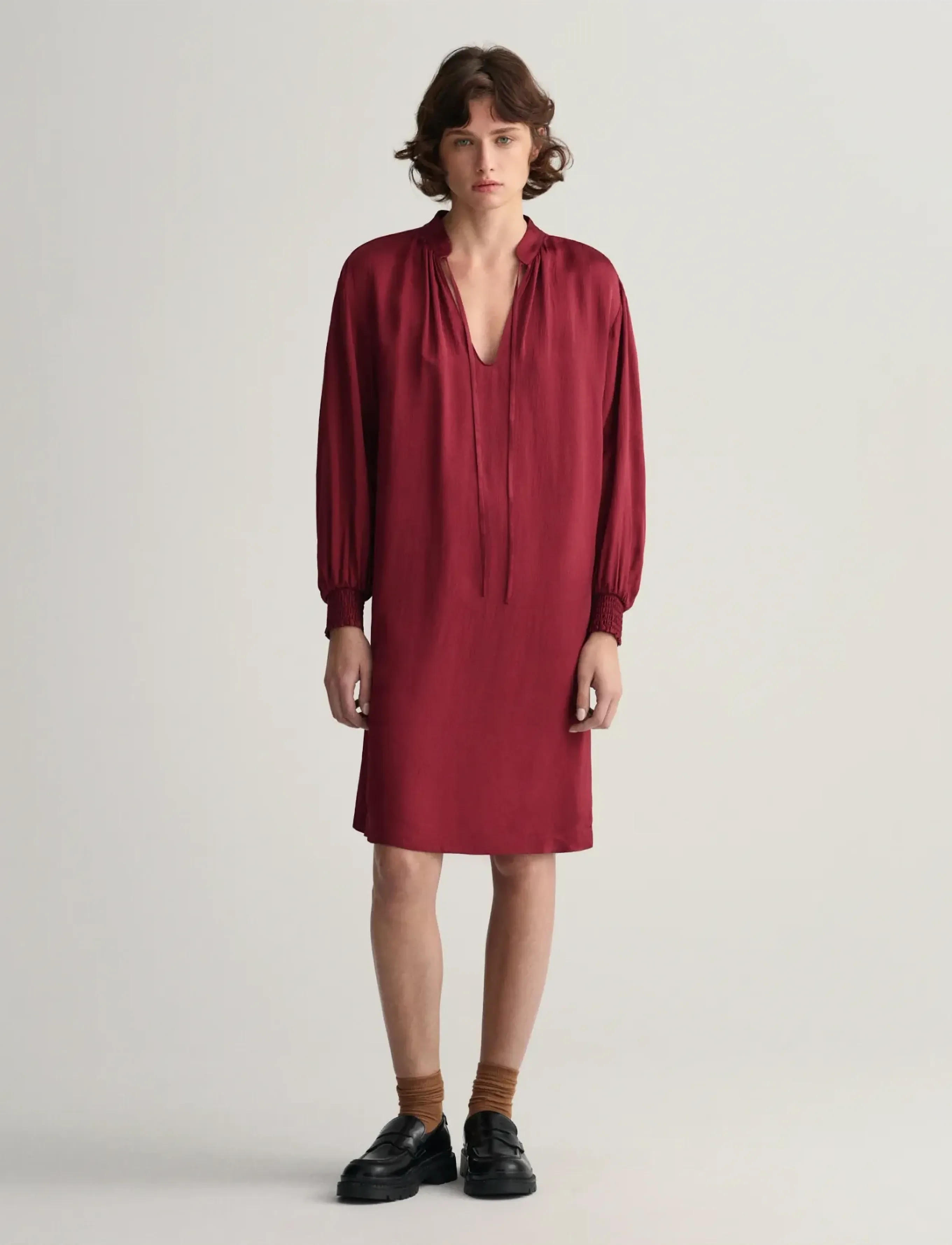 Gant D1. STAND COLLAR DRESS - Kjoler - PLUMPED RED / burgundy