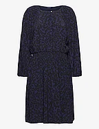 D2. LEOPARD BOAT NECK DRESS - CLASSIC BLUE