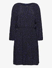 GANT - D2. LEOPARD BOAT NECK DRESS - korte kjoler - classic blue - 0