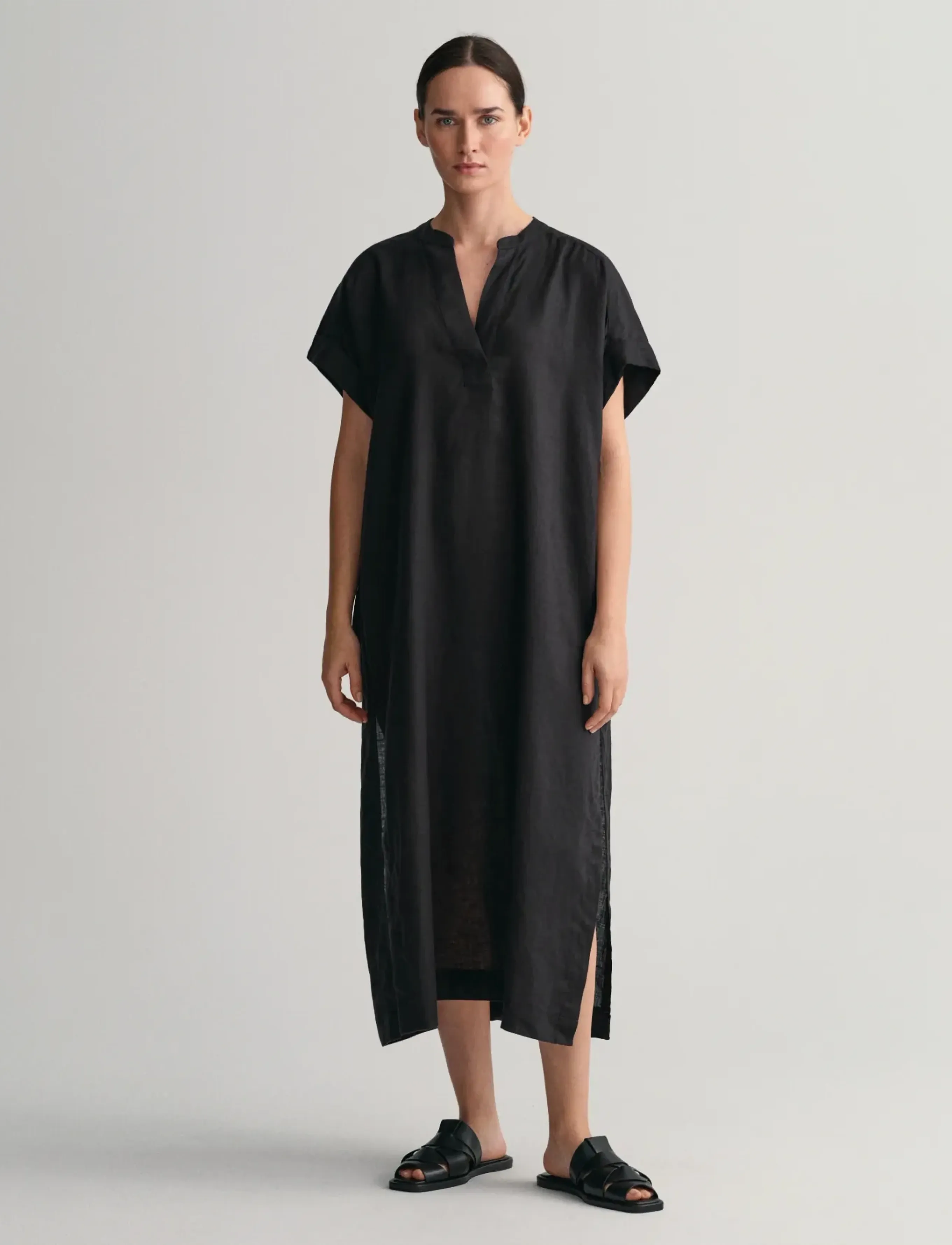 GANT RELAXED SS LINEN CAFTAN - Kläder - EBONY BLACK / black