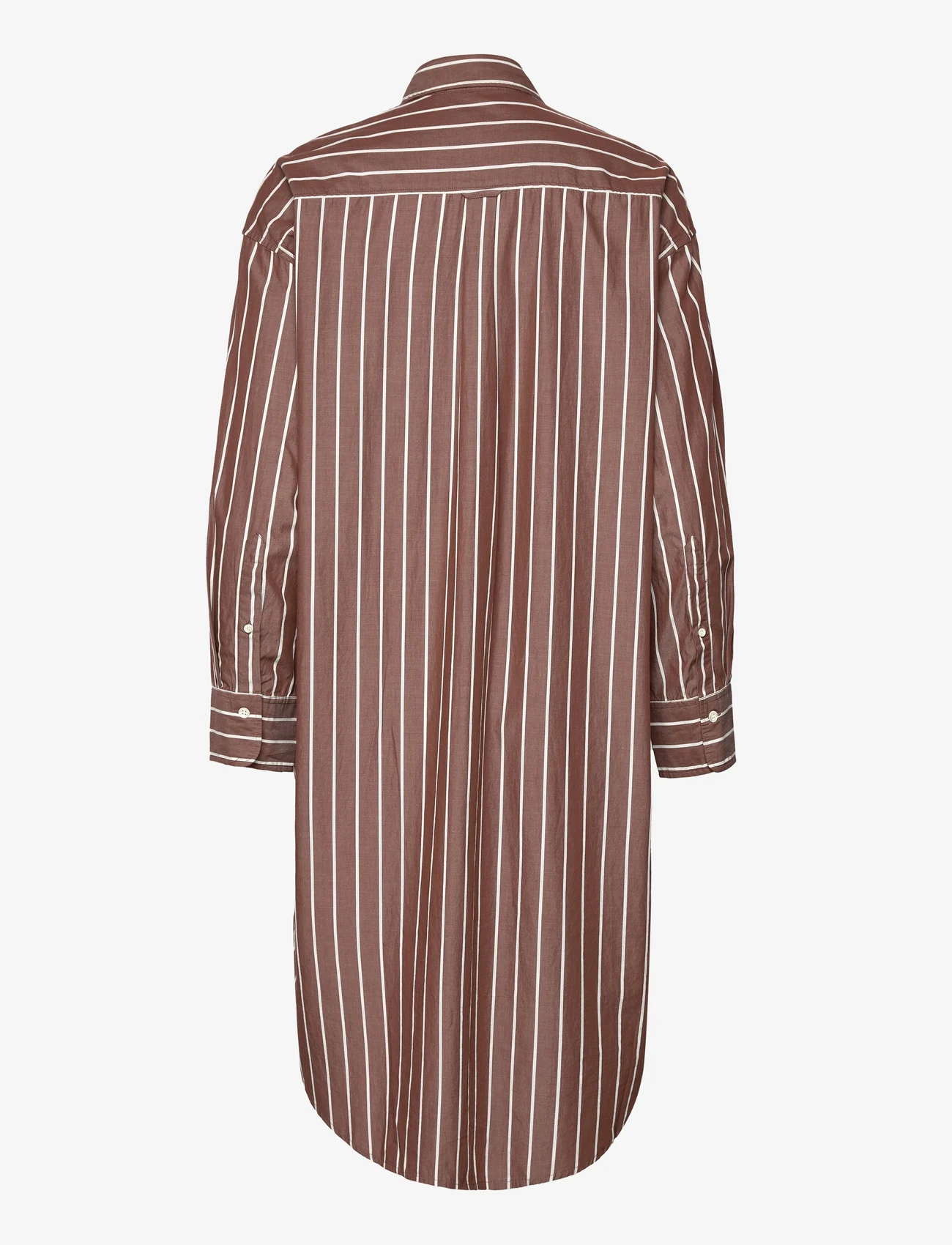 GANT - OS STRIPED SHIRT DRESS - kreklkleitas - mahogany brown - 1