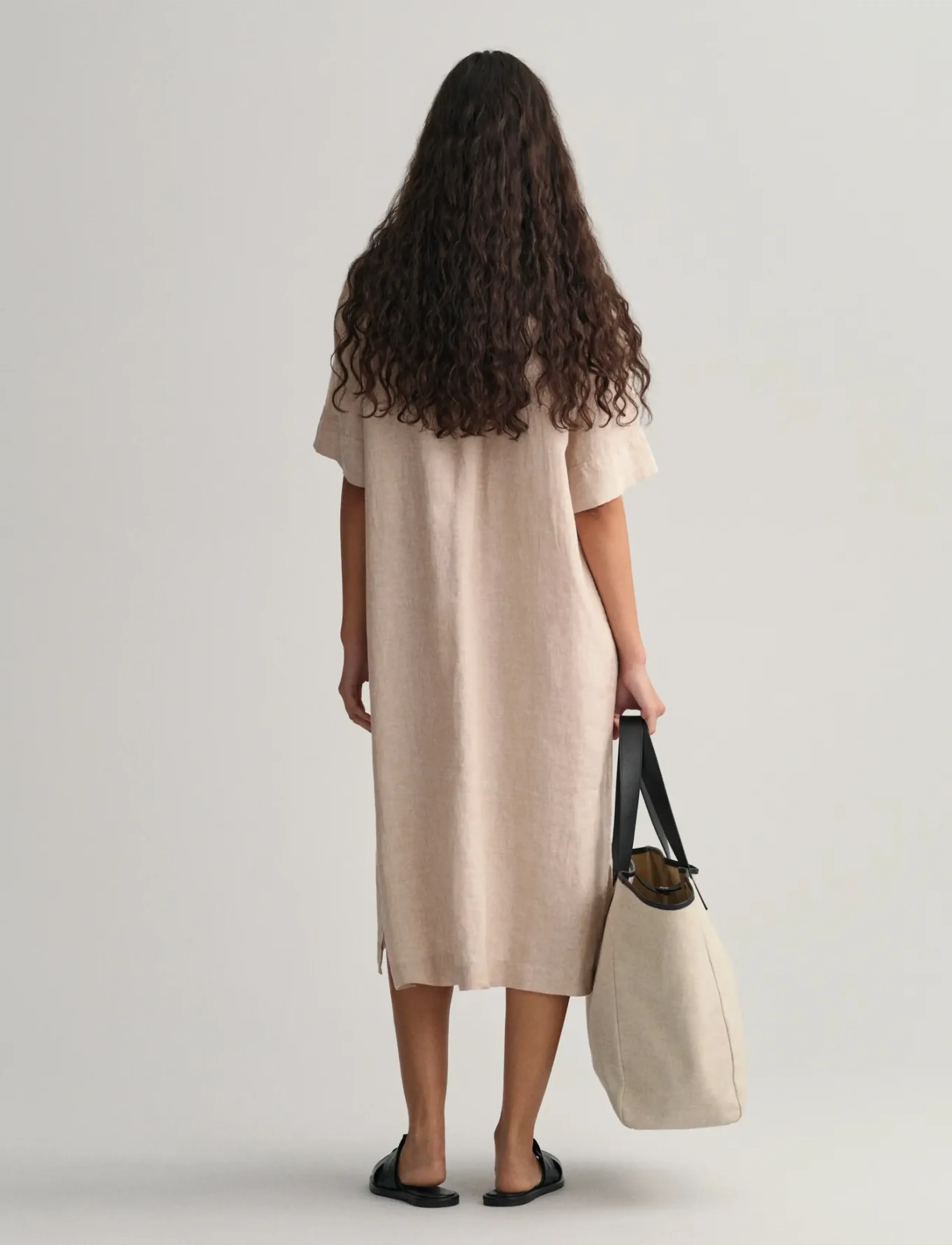 GANT - RELAXED SS LINEN SHIRT DRESS - horn beige - 5