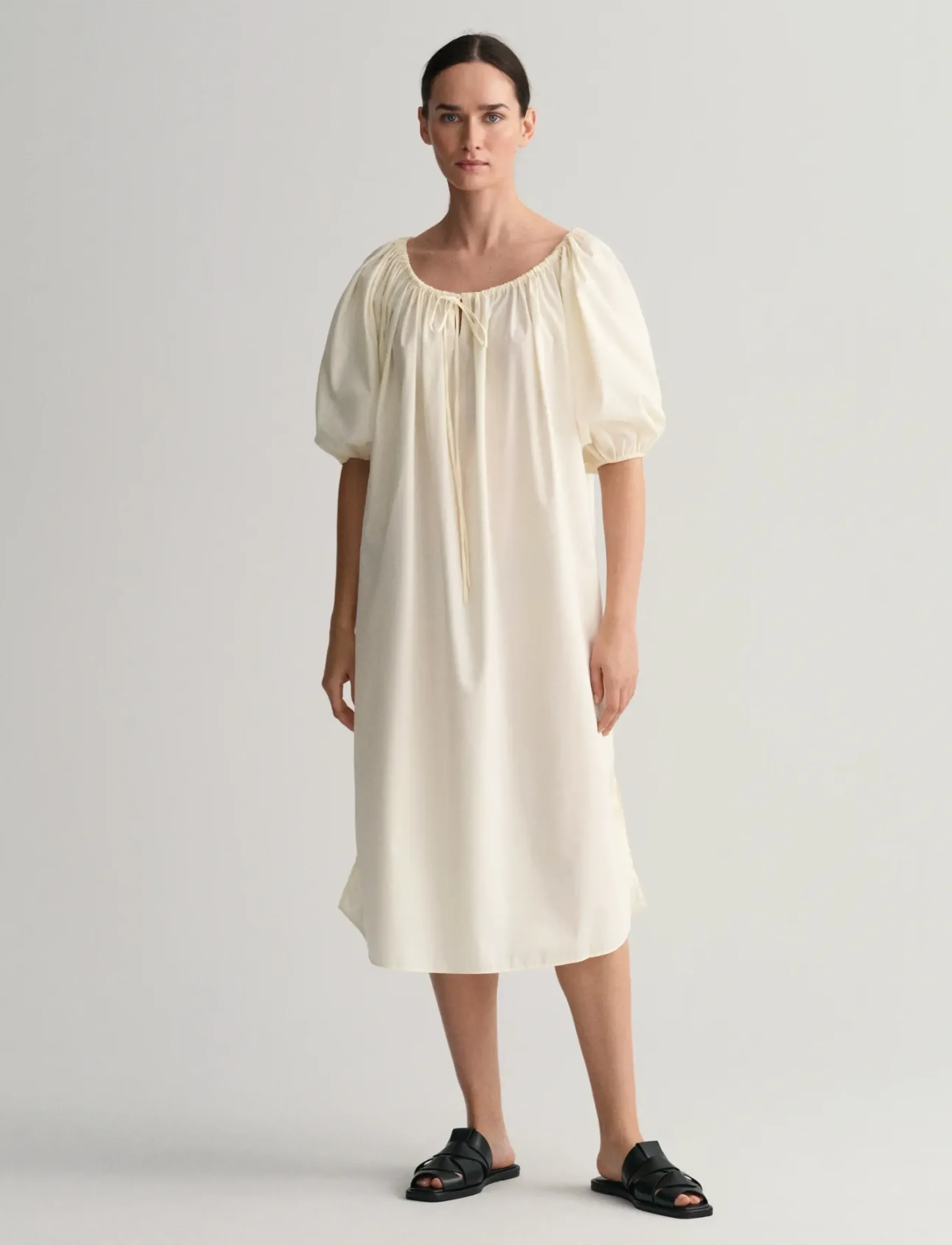 Gant - RELAXED GATHERED DRESS - midikleider - cream - 5
