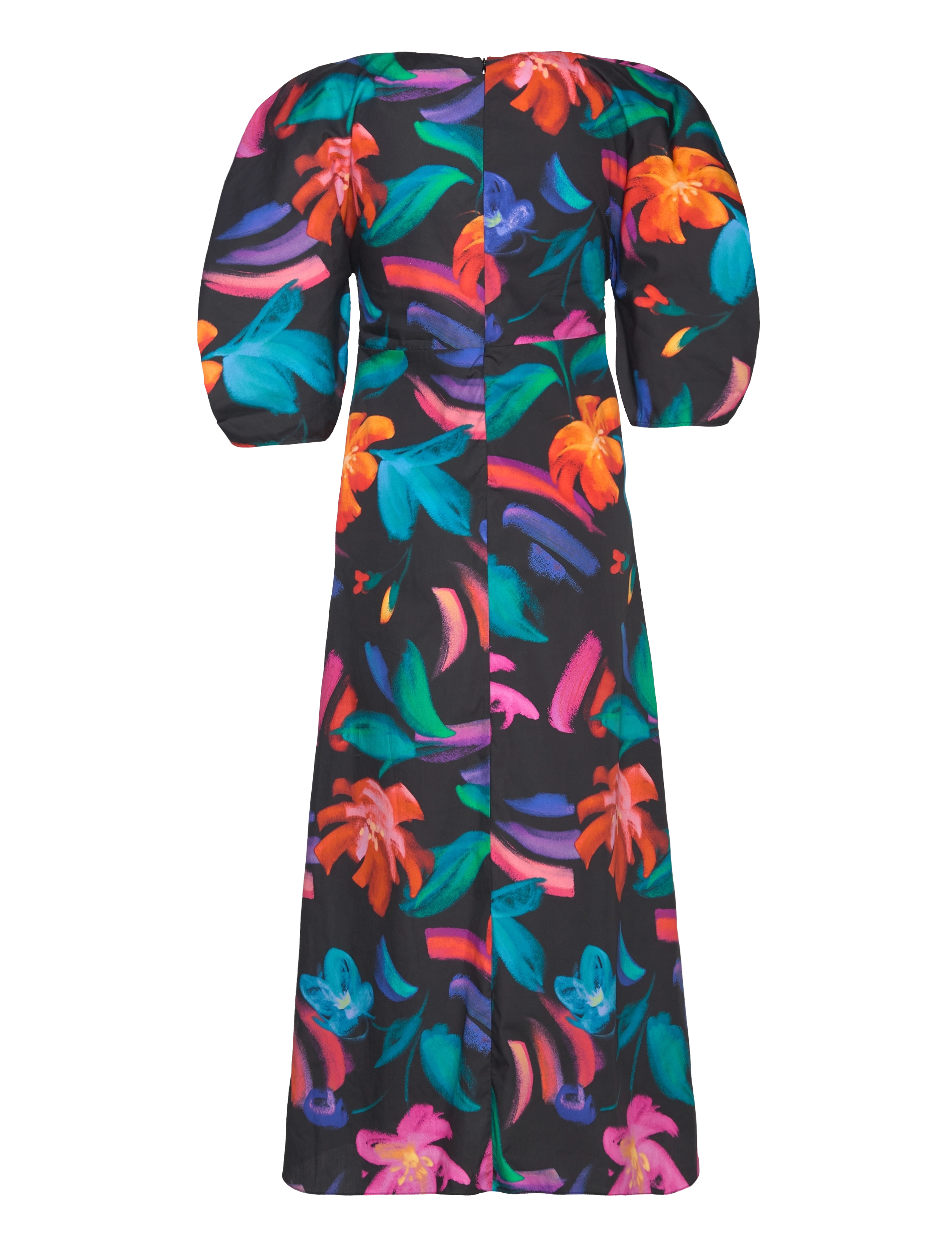 Gant - FLORAL PRINT VOLUME SLEEVE DRESS - sommerkleider - ebony black - 1