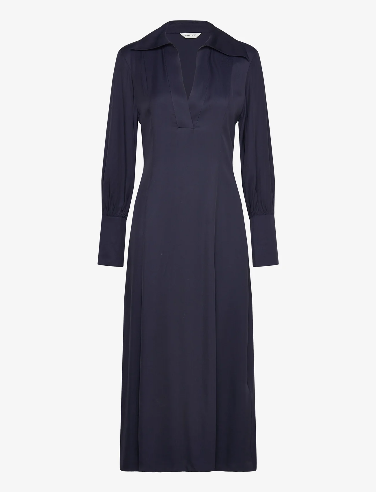 GANT - SLIM HIGH CUFF DRESS - midi kjoler - evening blue - 0