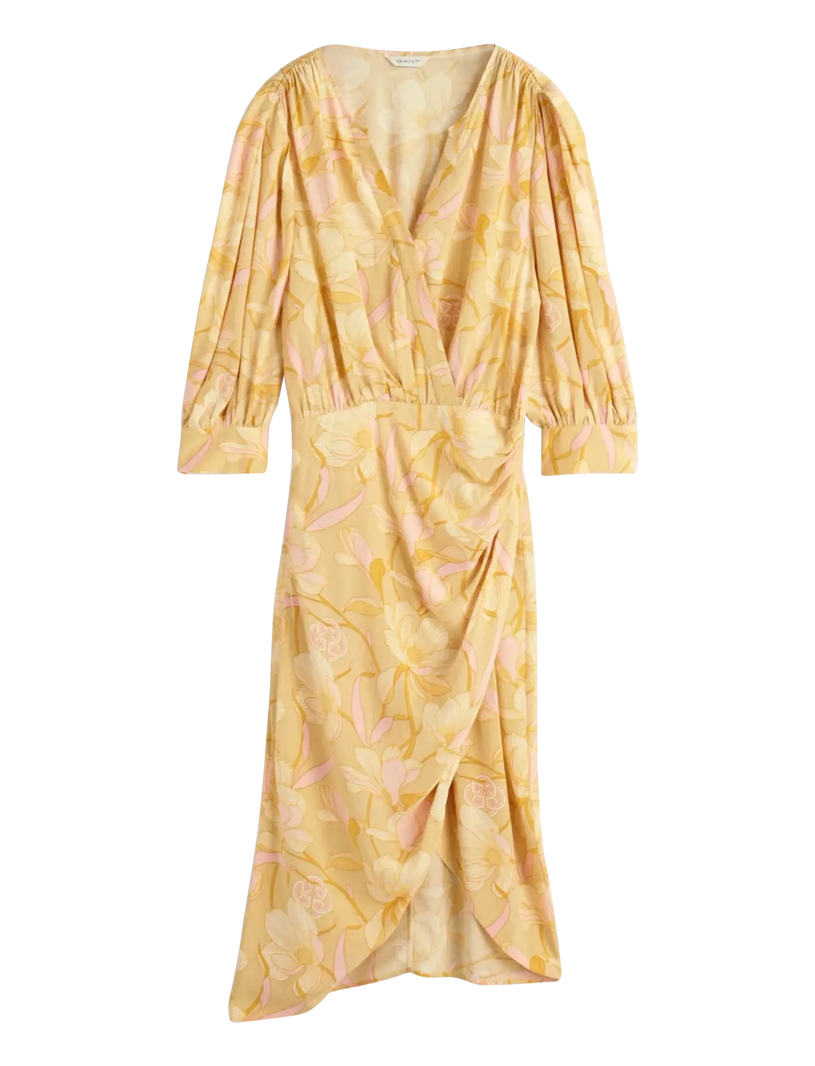 Gant REG MAGNOLIA PRINT WRAP DRESS - Omlottklänning - DUSTY YELLOW / yellow